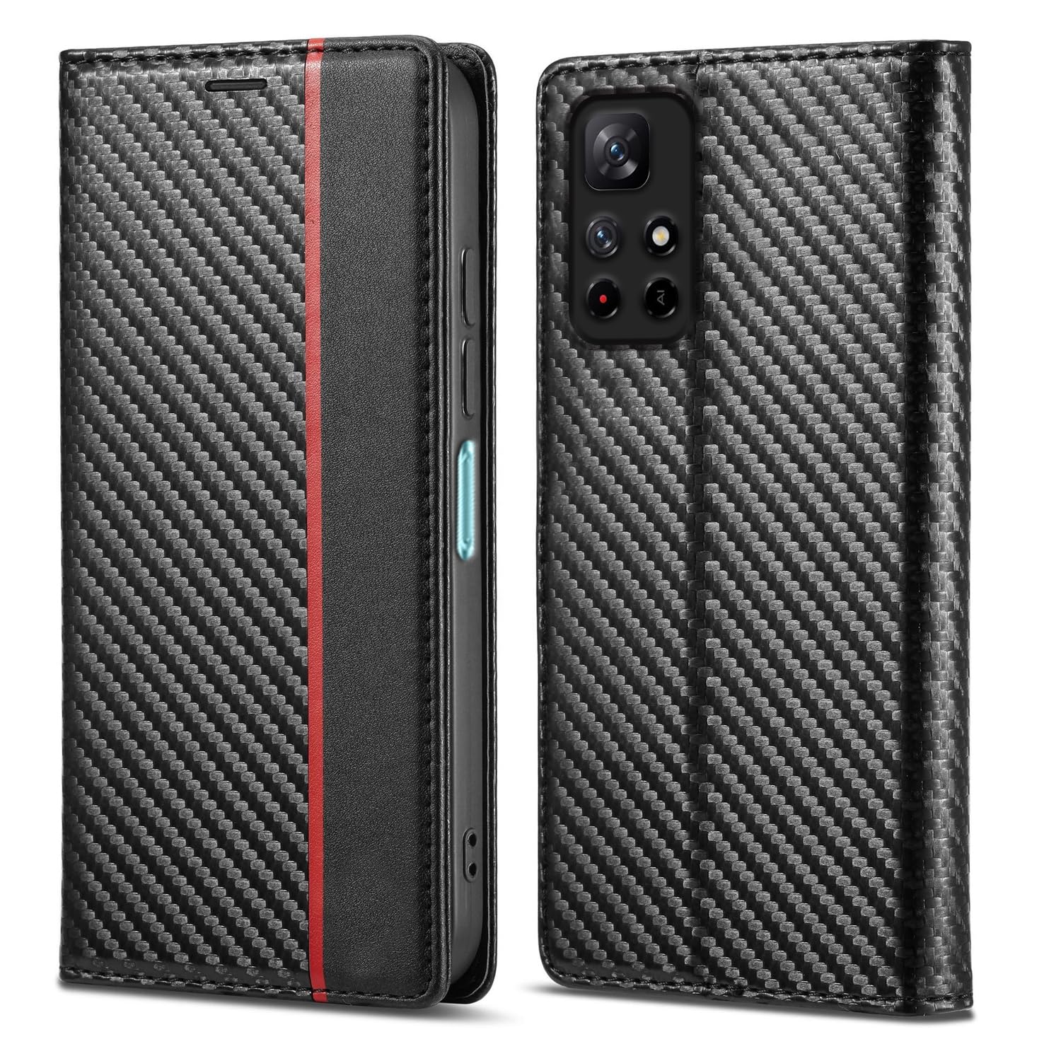 Pikkme Redmi Note 11T 5G / Poco M4 Pro 5G Flip Cover | PU Leather Finish | Carbon Pattern Magnetic Pouch | Inbuilt Pockets & Stand | Wallet Style | Flip Case (Black) (B0CSBF38CH) Amazon Price History, Amazon Price Tracker