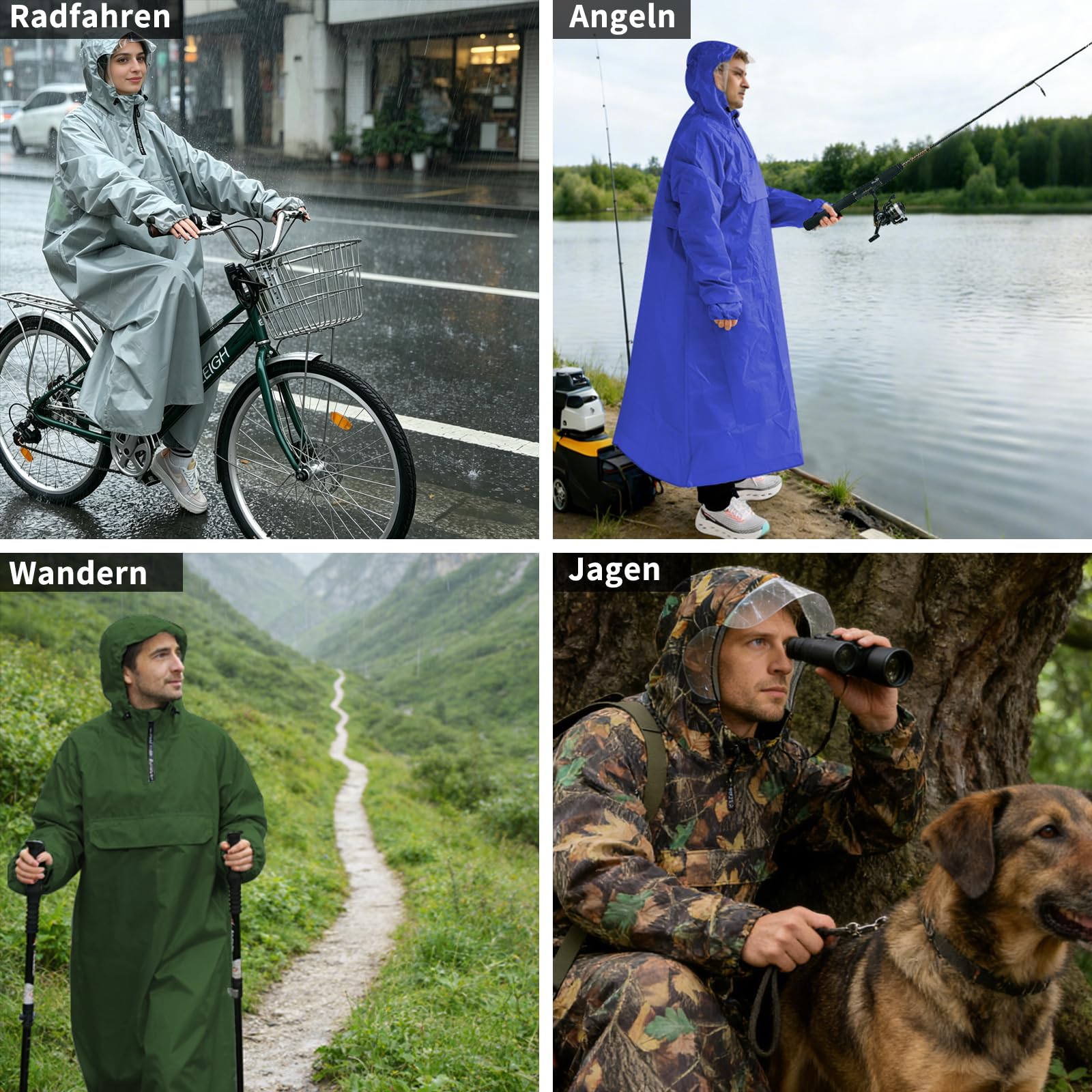 Andake Chubasquero impermeable, ligero y portátil, con mangas, unisex, material resistente a las grietas, adecuado para actividades al aire libre, ciclismo, senderismo, pesca