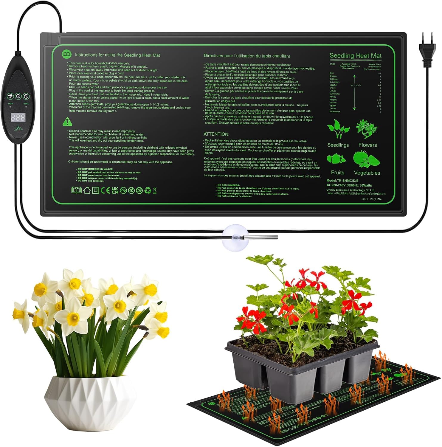 Estera Calentadora con Termostato, Estera Térmica para Terrario, Almohadilla de Calentamiento de Invernadero para Plantas PVC Impermeable con 6 Niveles de Temperatura y 6 Niveles de