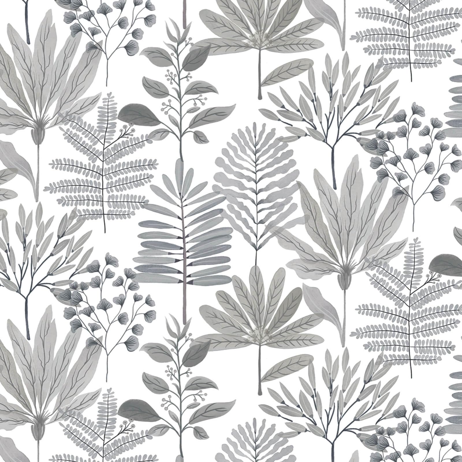 LiKiLiKi Peel and Stick Boho Floral Wallpaper - 17.3 in x78 in Grey Contact Paper Self Adhesive Removable Decorative Wall Paper for Bedroom Kitchen Cabinets