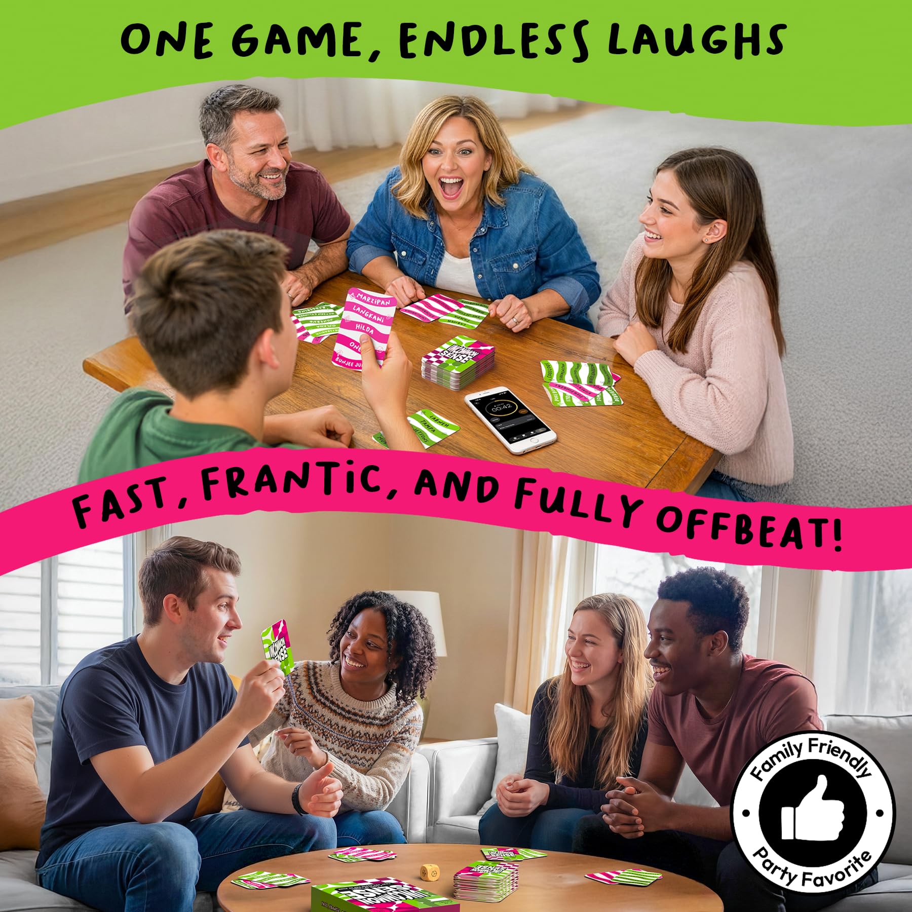 Gouda Games Uncommon Sense – Schnelles, lustiges Ratespiel für Partys, schnell denkende Wortspaß für Erwachsene, Jugendliche und Familien, perfekt für Spielabende, Geschenke ab 10, 11, 12 Jahren, 4–20