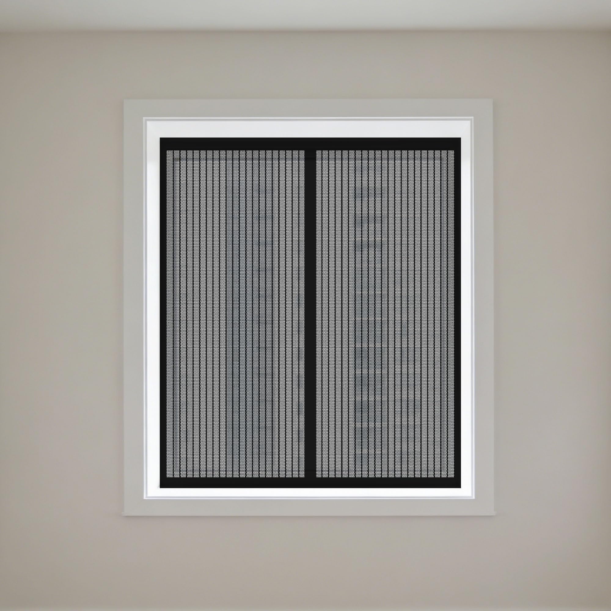 Moustiquaire de fenêtre 180 x 175 cm avec rideau magnétique amovible noir