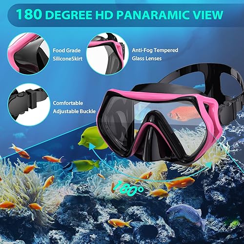 Miniatura 2 de Equipo de esnórquel para adultos, juego de esnórquel con aleta de máscara, esnórquel superior, kit de esnórquel de viaje, paquete de buceo de viaje,