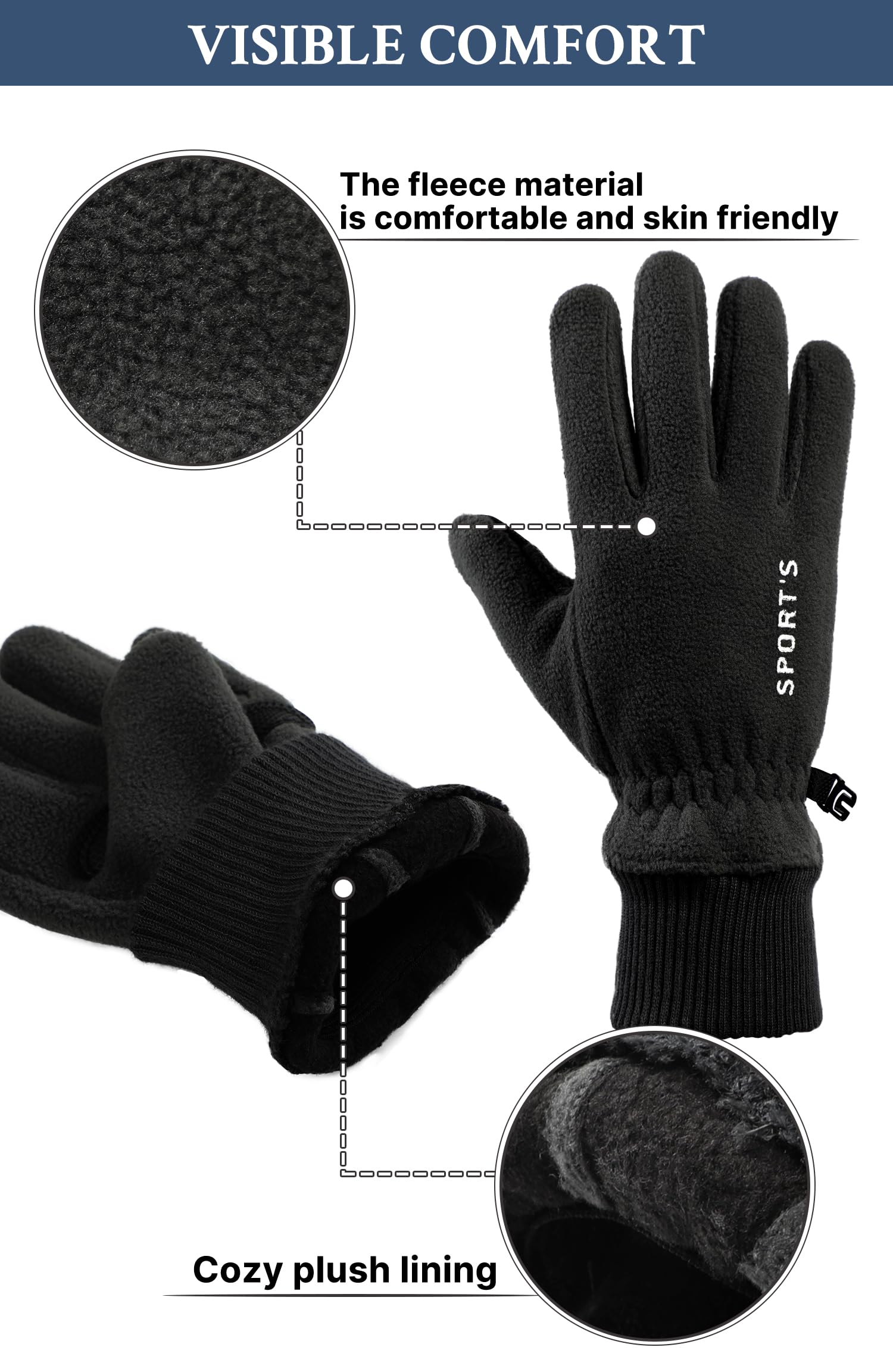 Guantes de invierno para mujeres y hombres - Guantes de invierno para mujeres en clima frío, pantalla táctil grande, sólidos, ligeros, impermeables y térmicos para correr, ciclismo,