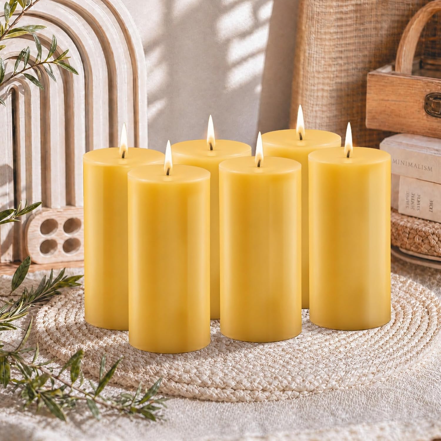 4 Pack Pure Beeswax Pillar Candles, 160 Hours Long Burning Beeswax Candle, Bees Wax Candles for Home, Prayer, Emergency, Unscented, Smokeless & Dripless, 2x4 Inch