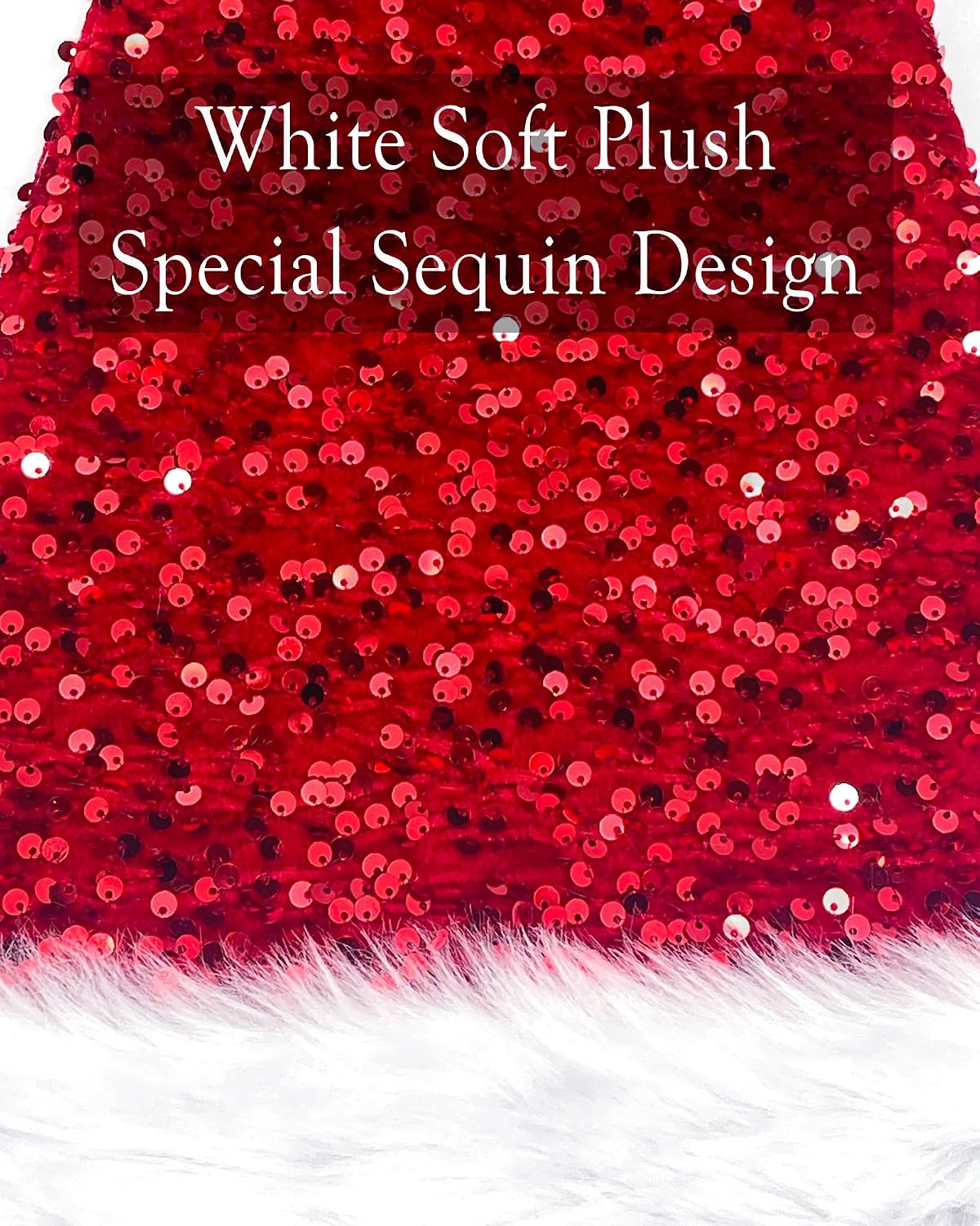 Long Santa Hat Christmas Hat Sequin Plush Xmas Hats for Christmas New Year Festive Party Supplies