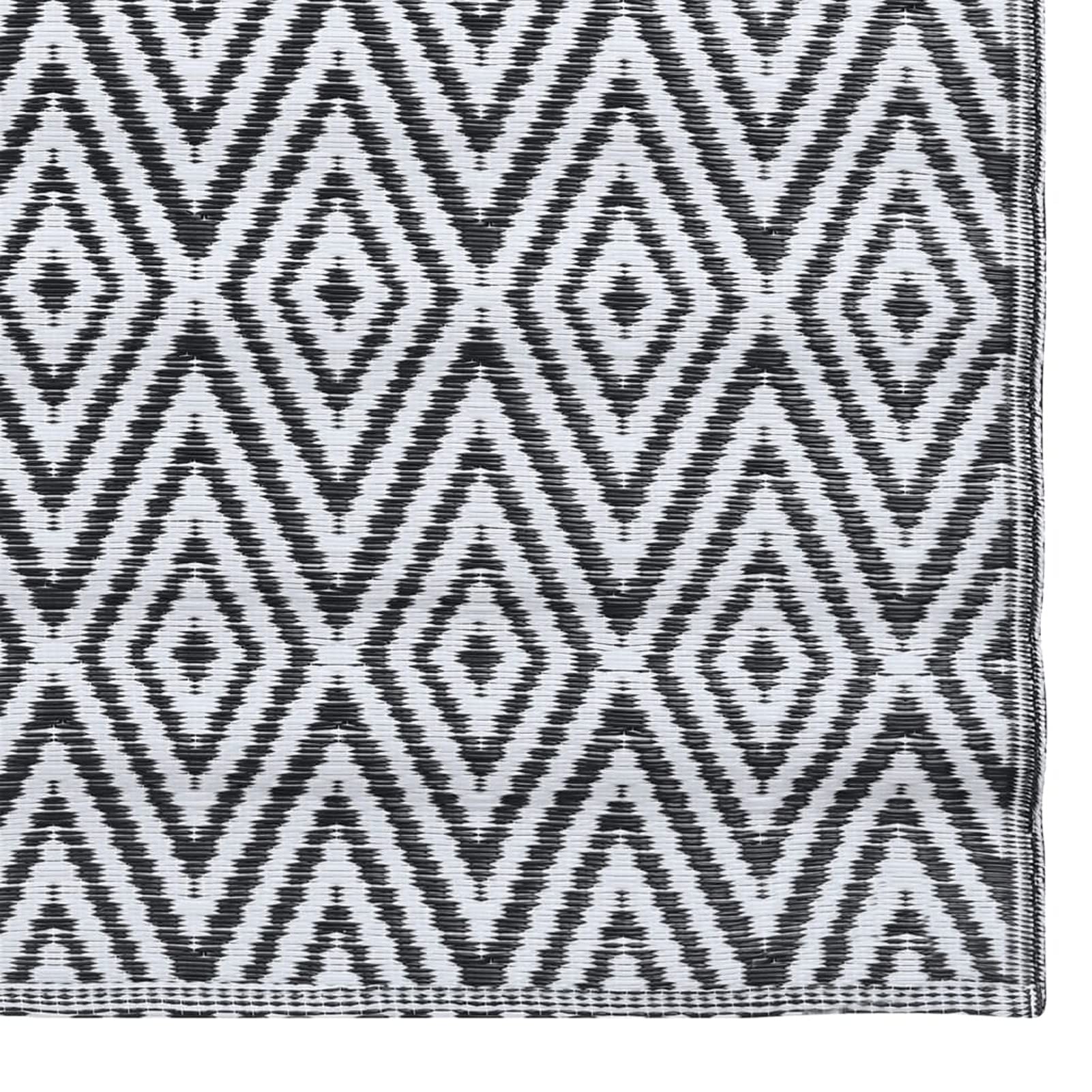 JUDYY Tappeto da Esterni Bianco e Nero 160x230 cm in PP,Tappeto da Esterno Lavabile,Resistente alle Intemperie e ai Raggi UV,per Balcone,Terrazza-310430