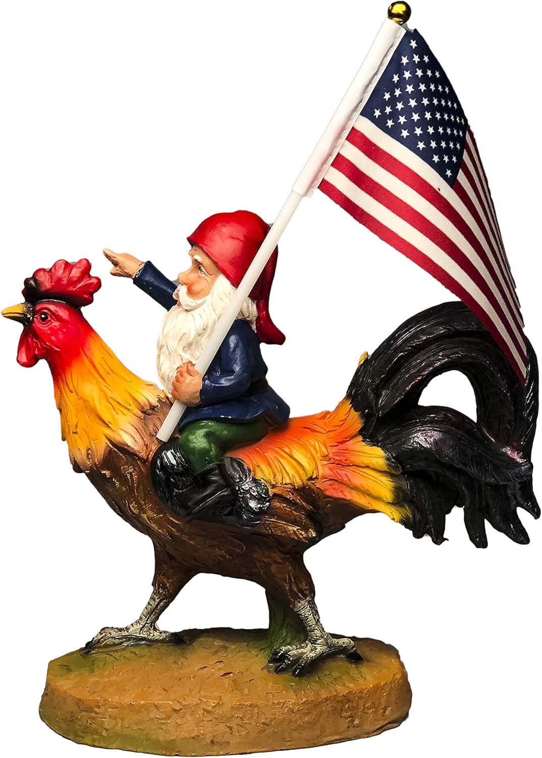 Funny Guy Mugs Gnome Riding A Rooster Garden Gnome Statue- Indoor/Outdoor Garden Gnome Funny Sculpture for Patio, Yard or Lawn