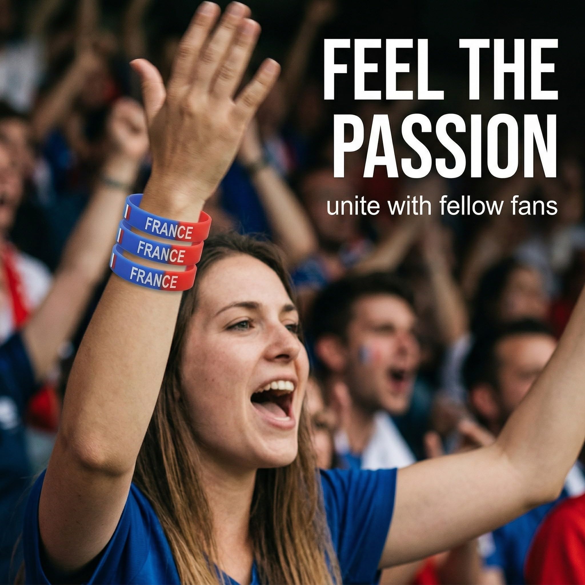 Lot de 3 Bracelets Silicone France - Accessoire Supporter Drapeau Français pour Football et Rugby - Kit Supporter Idéal