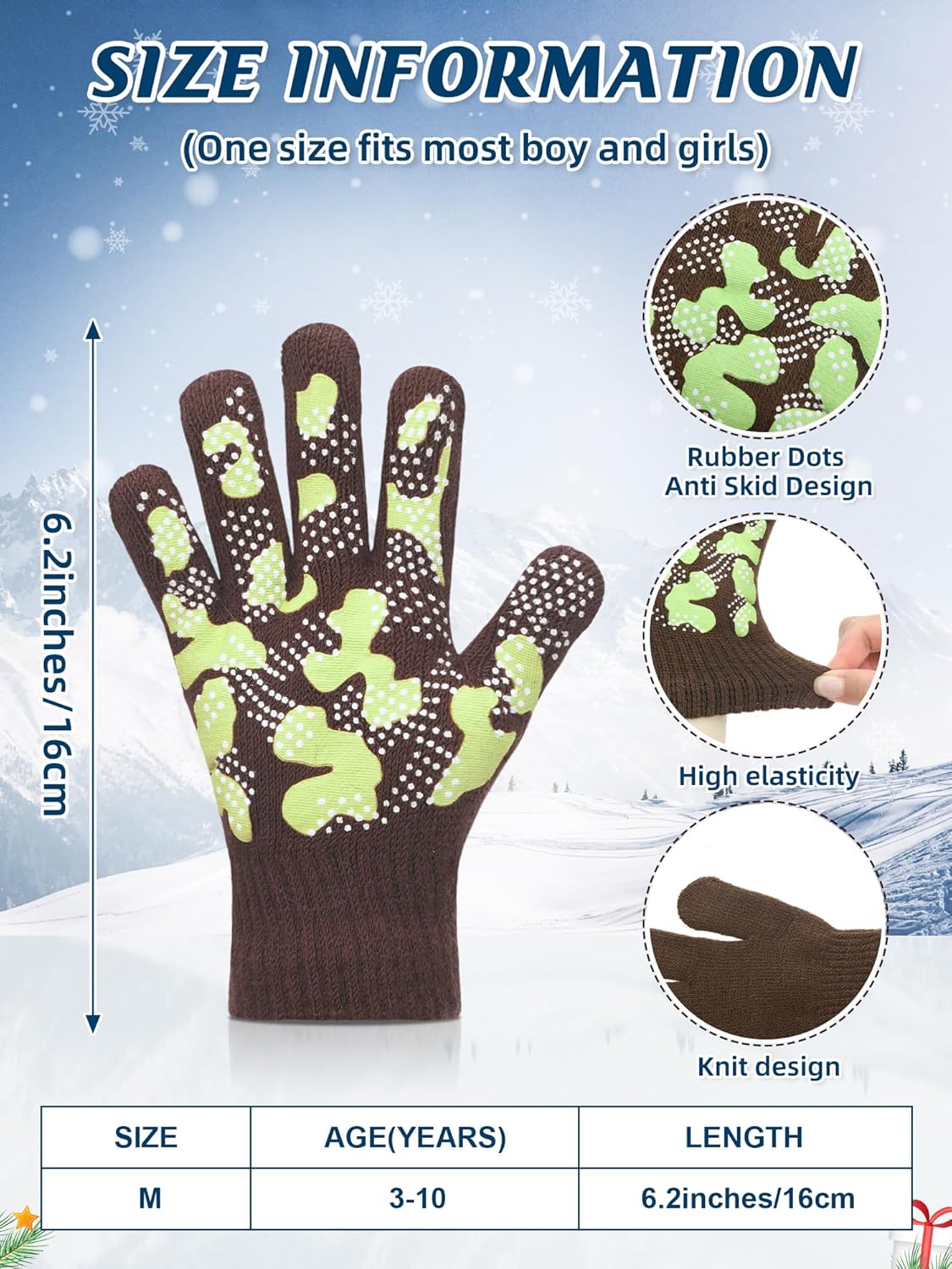 4 Pcs Kids Toddlers Winter Knit Beanie Hat Scarf Gloves Socks Warm Set Anti Skid for Boys Girls 3-6 Years - Image 3