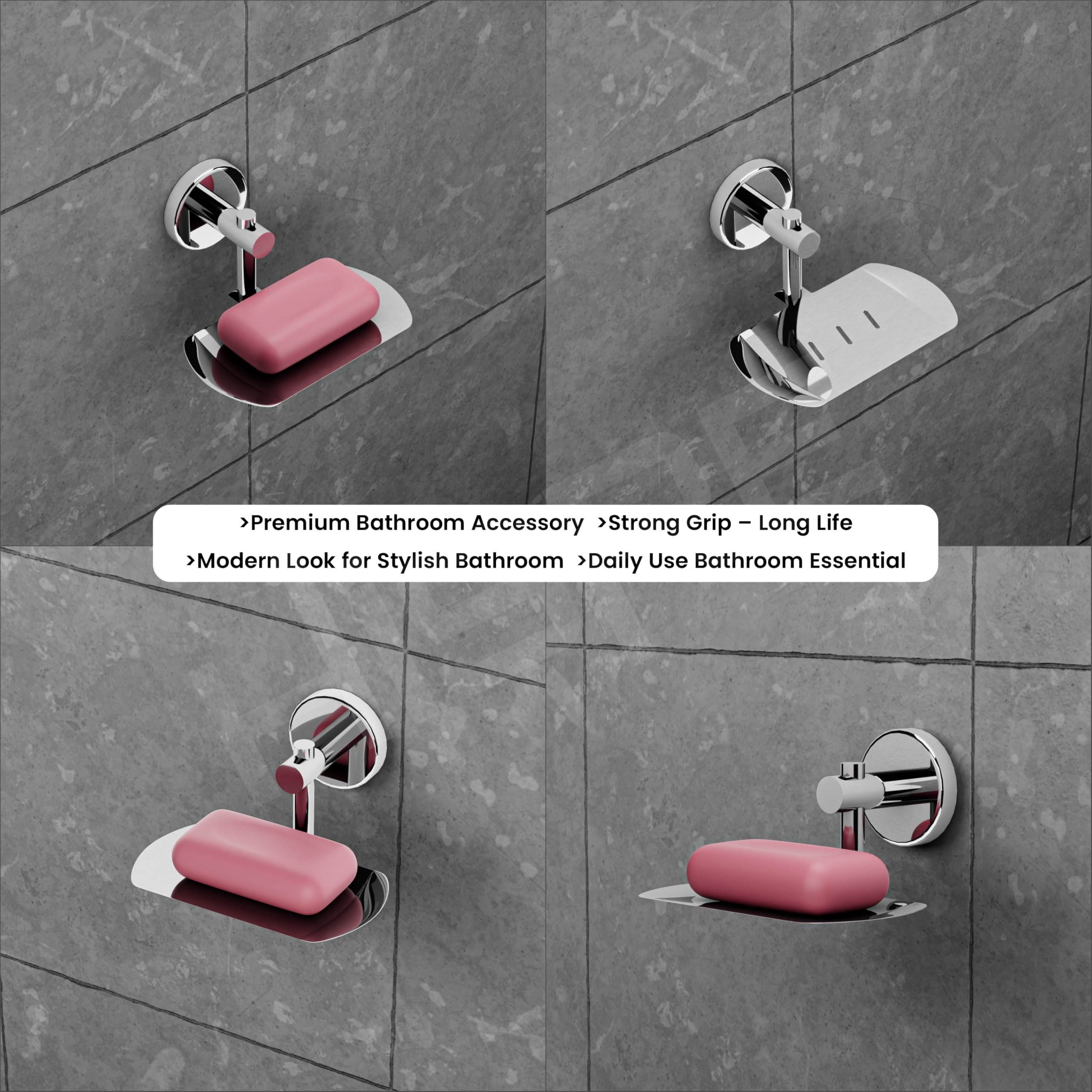 HISRE Modern Wall-Mounted Soap Dish Holder | Polished Chrome Finish, Minimalist Bathroom Soap Tray, Rust-Resistant Metal Design, photo 5 of 5