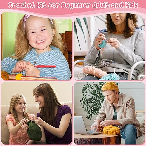 Miniatura 8 de Aeelike Kits de aprendizaje de ganchillo para principiantes, kit de inicio de ganchillo con todo, hilo acrílico de 1093 yardas para ganchillo, juego