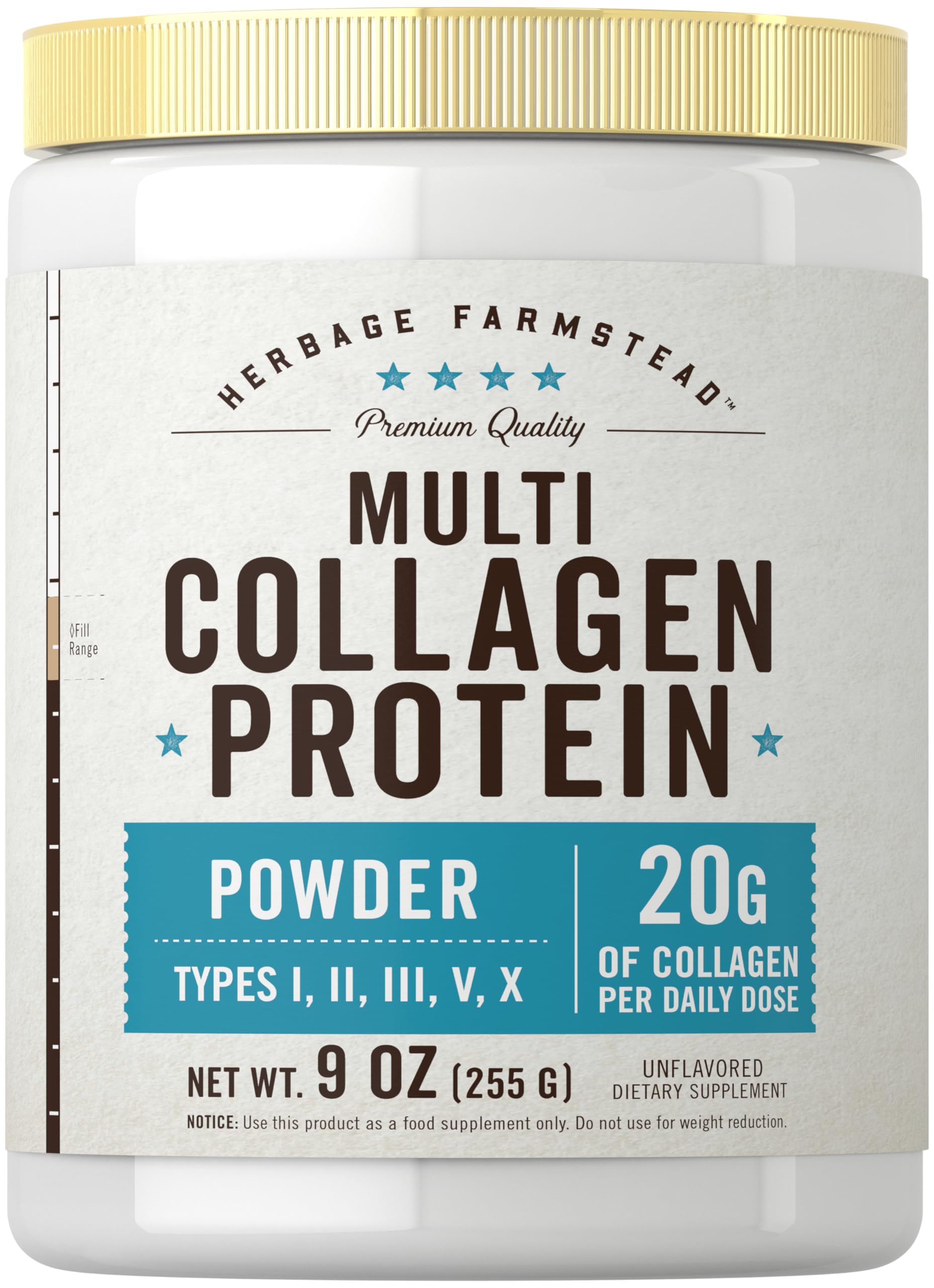 Carlyle Multi Collagen Protein Powder | Type I, II, III, V & X | 9 Oz | Peptides Premium Blend | Unflavored | for Women and Men | Non-GMO and Gluten Free | 25 Servings | by Herbage Farmstead
