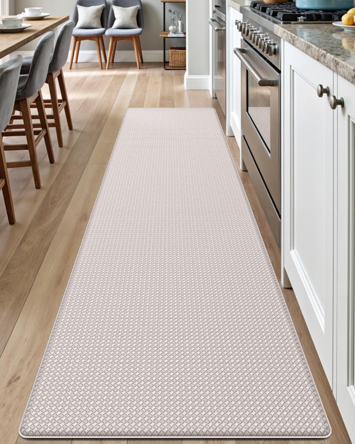 Photo 1 of DEXI Kitchen Floor Mats Cushioned Anti Fatigue, 23x86, Large Long Standing Runner Rug Waterproof, Comfort Memory Foam Padded for Front Sink Laundry, Beige White