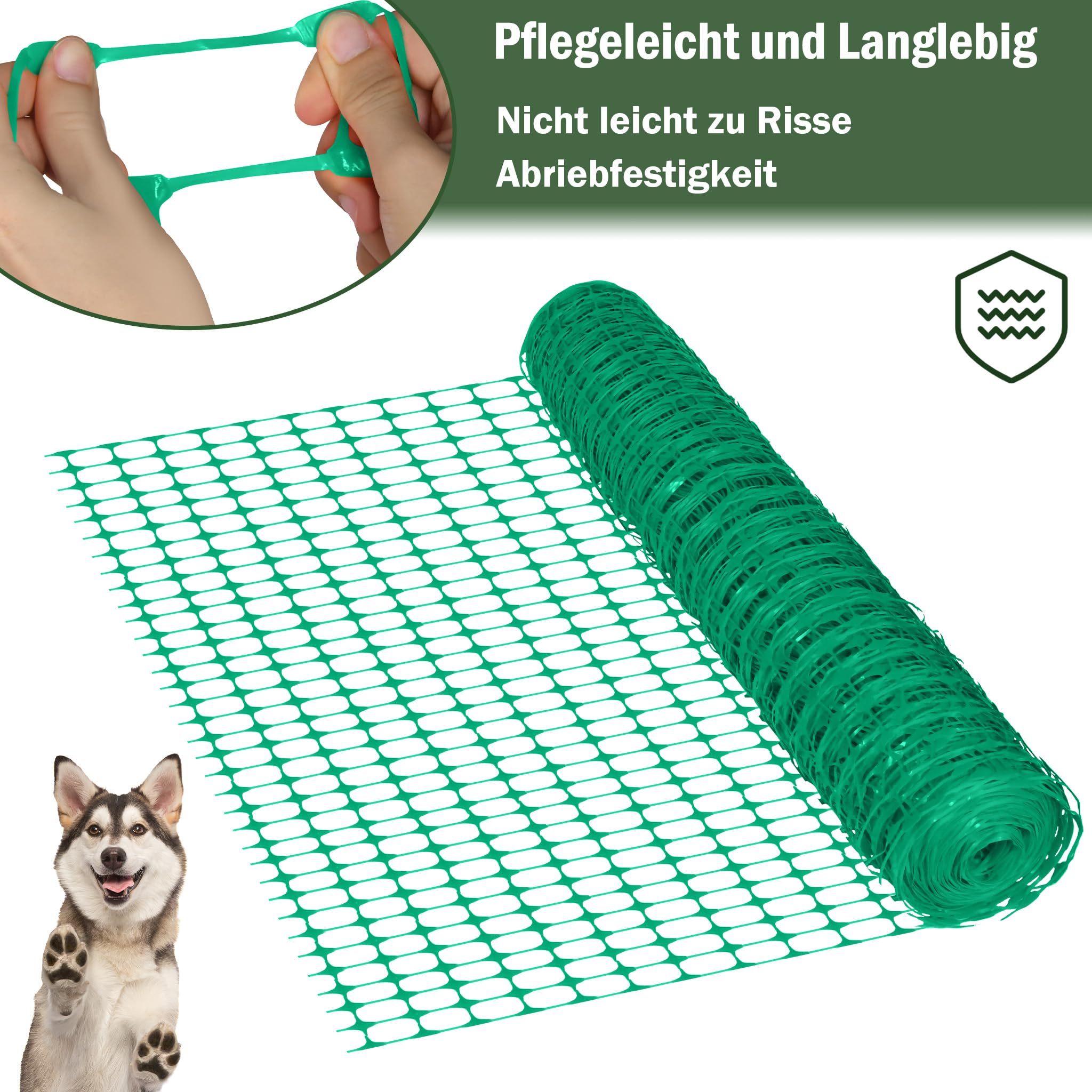 XMTECH Filet d'avertissement de sécurité 50 m - 1 m de haut avec 50 piquets, vert, clôture de chantier, filet de protection pour zones de sécurité et de danger (1 rouleau)
