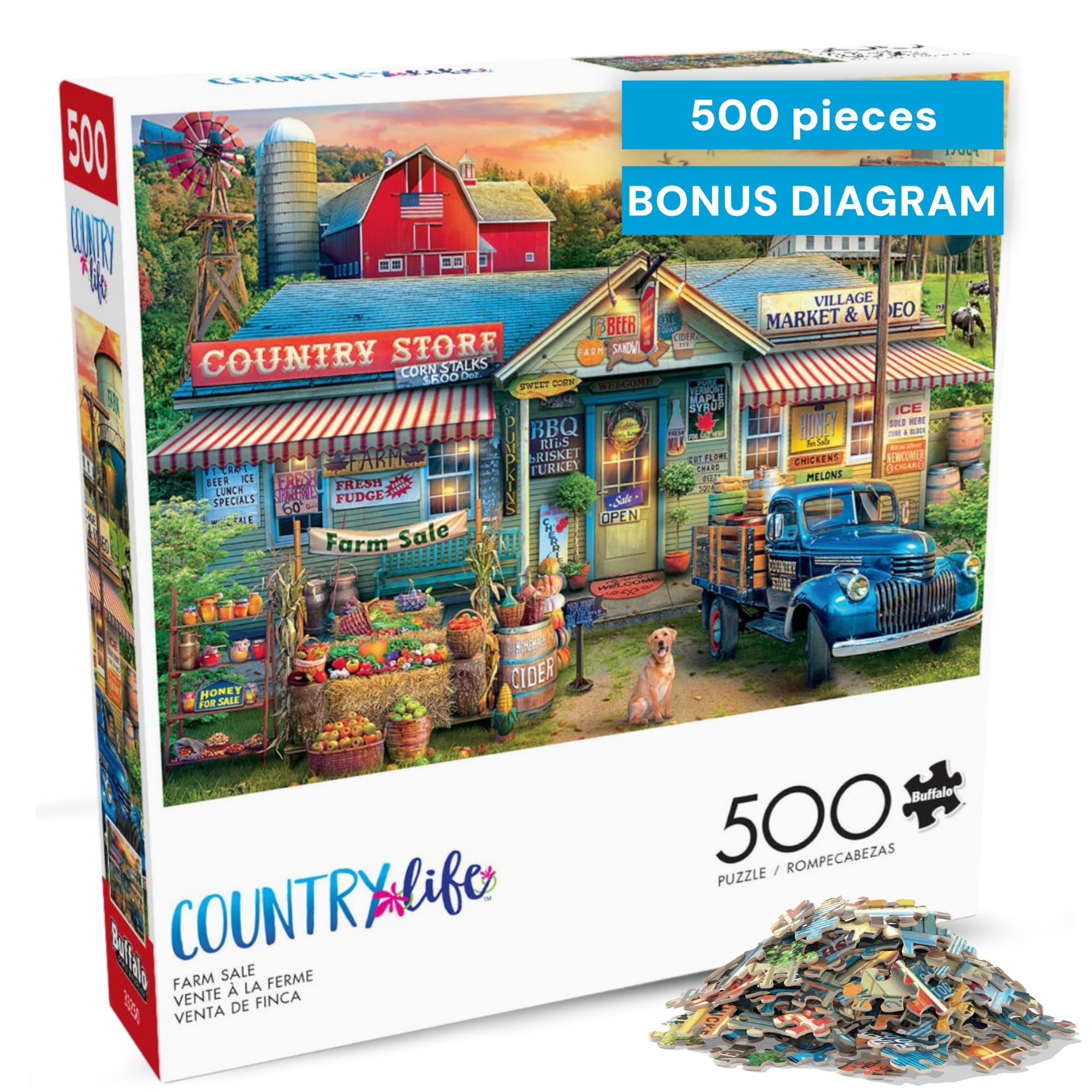 Buffalo Games - Farm Sale - 500 Piece Jigsaw Puzzle for Adults Challenging Puzzle Perfect for Game Nights - Finished Size 21.25 x 15.00