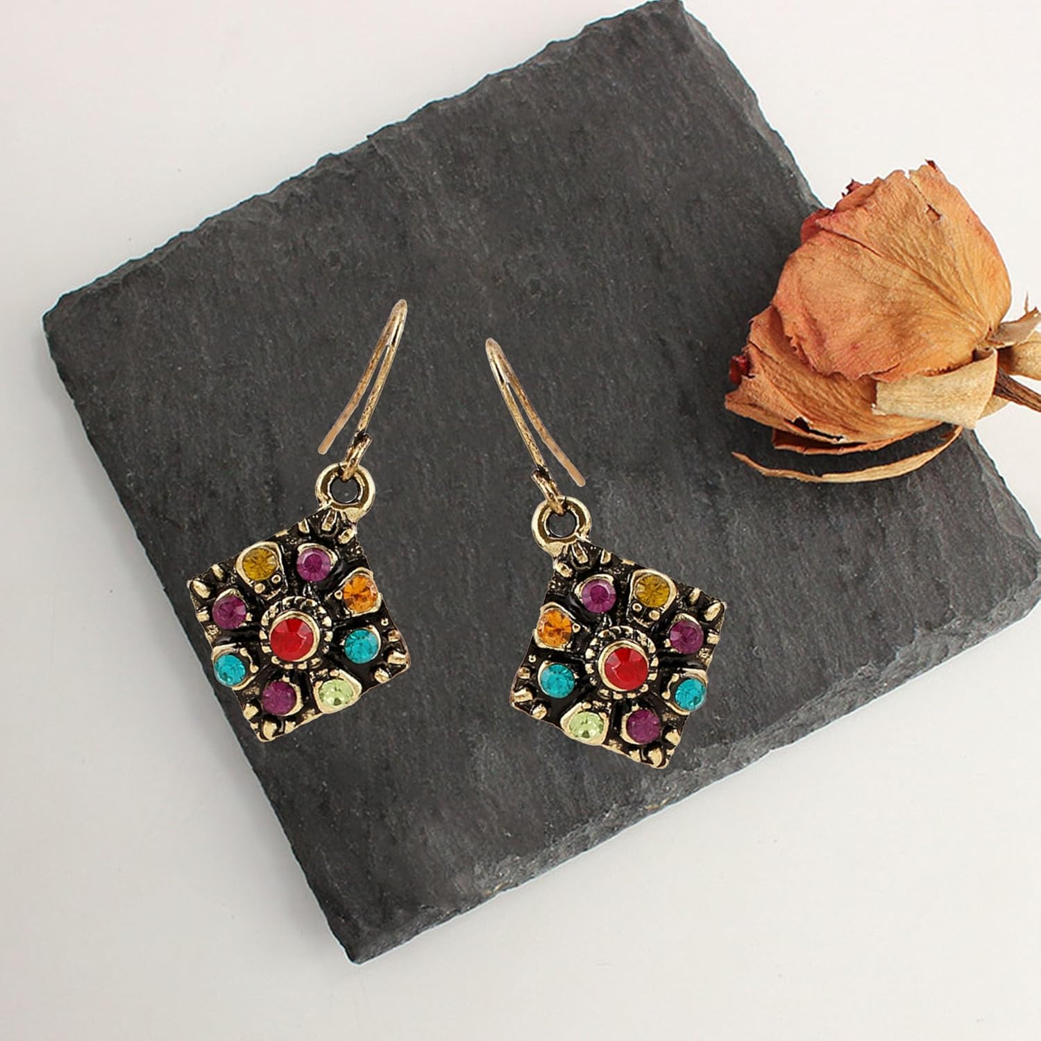 Bohemian National Style Earrings Diamond Retro Rhinestone Dangle Drop Earrings Jewelry for Women - Image 7