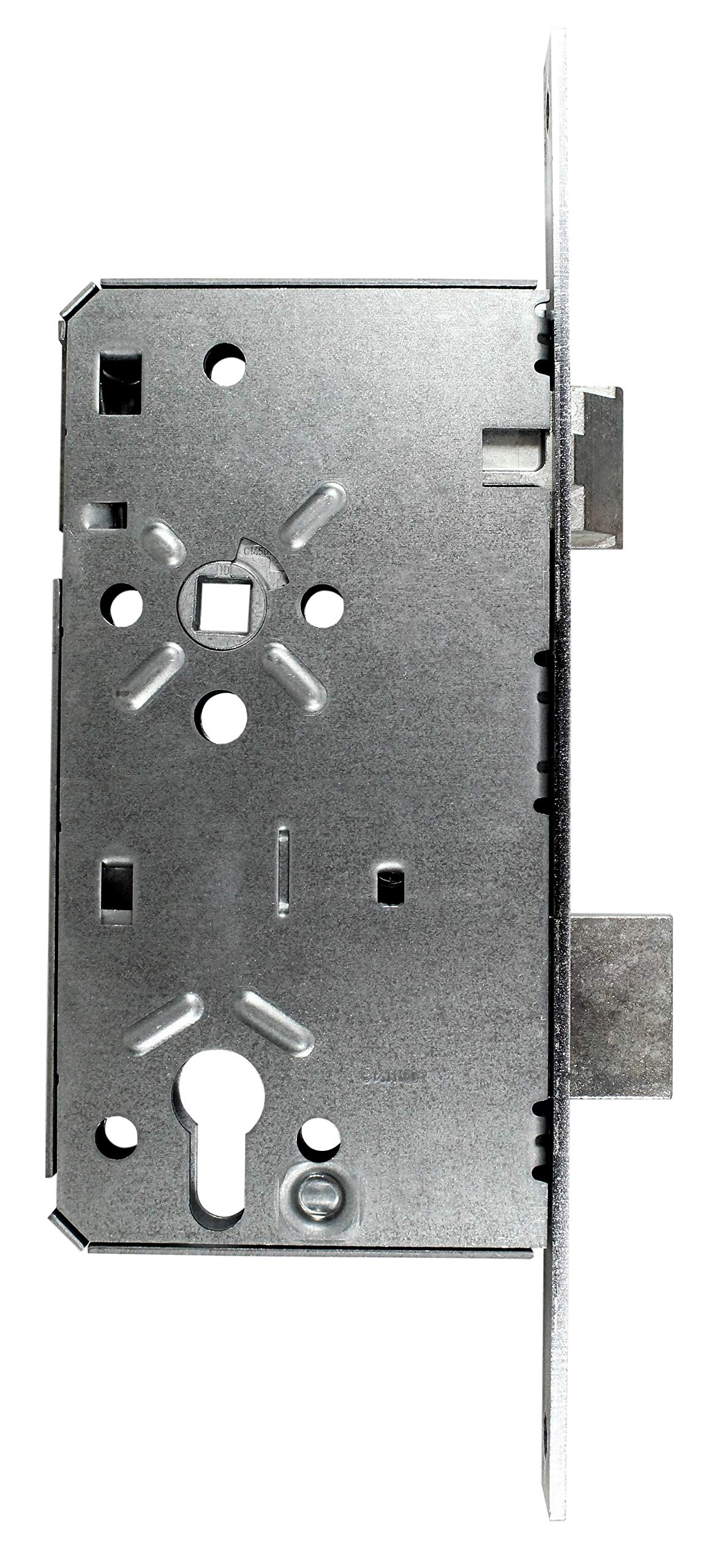 BKS Haustürschloss/Türschloss für Profilzylinder, Dornmaß 65mm, Entfernung: 92mm, Stulp: 22x280mm eckig, DIN Rechts incl. SN-TEC® Montageset