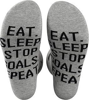 PXTIDY Hockey Socks Hockey Goalie Gift Eat Sleep Stop Goals Repeat Hockey Sport Socks Ice Hockey Field Hockey Player Gift