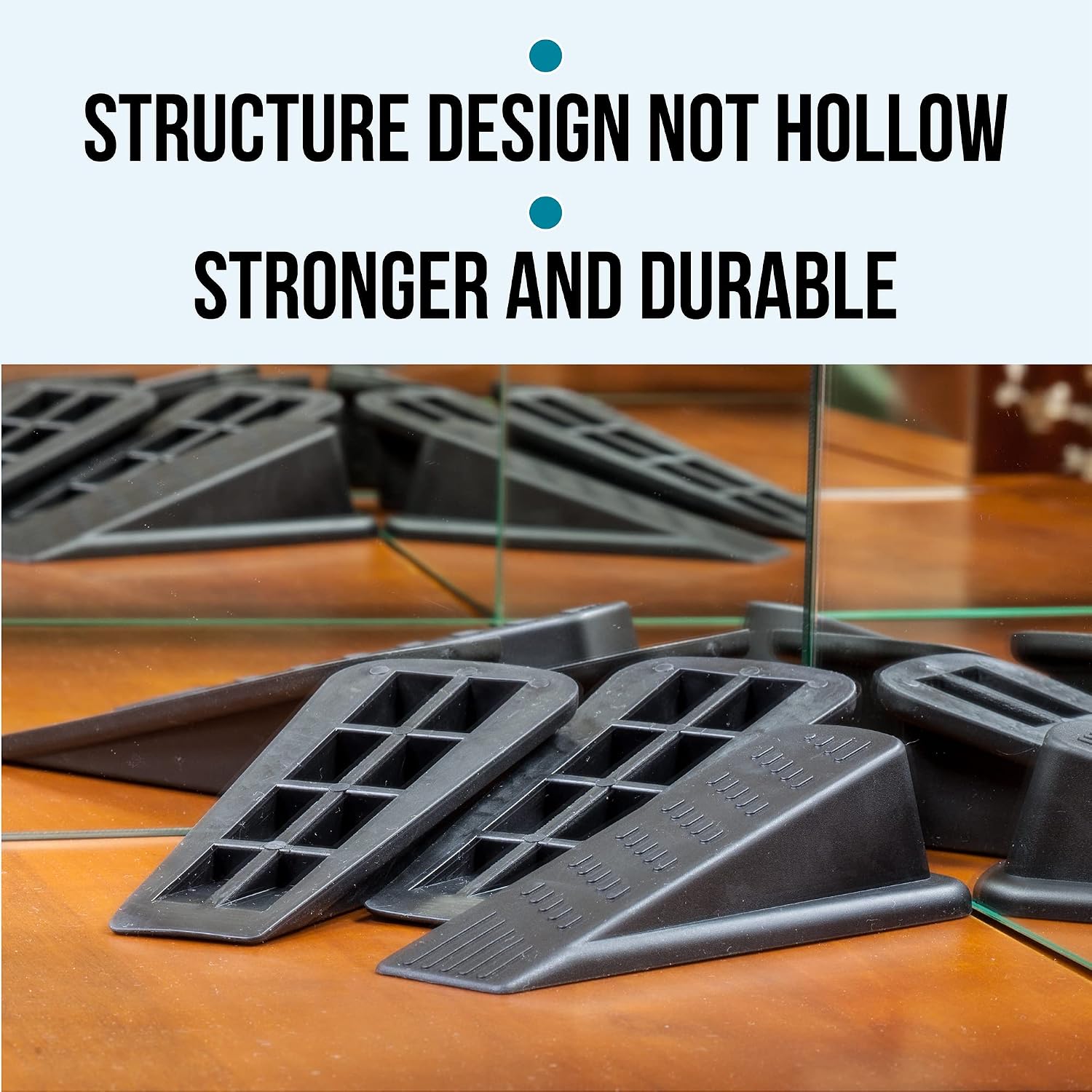 Door Wedge Stopper - 6 Pack (Black) - Classic Style - Rubber - Floor Mount - Doorstop thumbnail