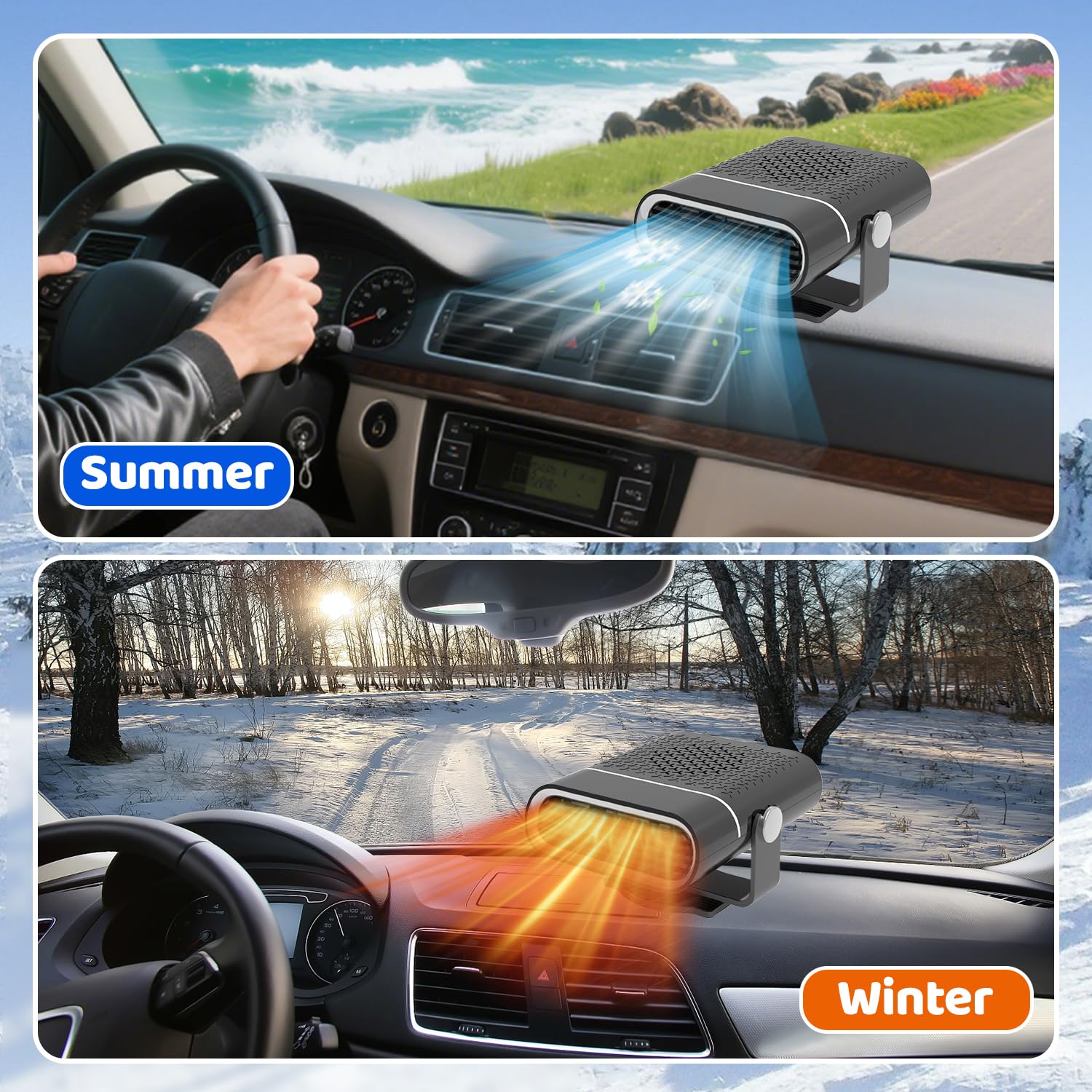 Calentador De Coche, Calentador Portátil para Coche, Calefactor Coche Mechero, 2 En 1 Calefactor para Mechero Coche, 150W Calefactor De Coche, Apto para autocaravanas, caravanas, Camiones, turismos