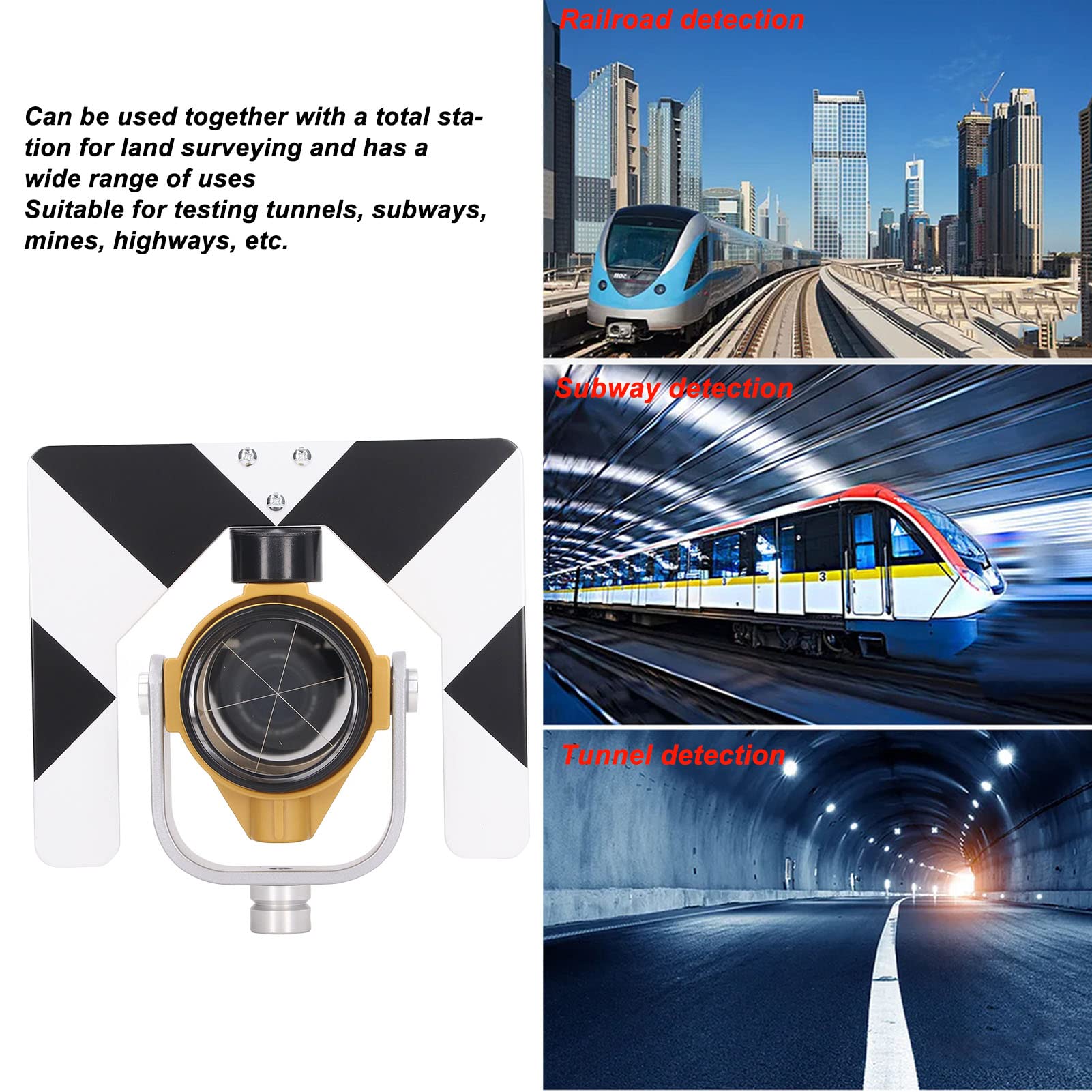 Prisma topográfico de 64 mm con compensación de 0 mm / -30 mm, lente óptica de vidrio K9, carcasa protectora de ABS para estación total, para topografía, túneles, metros,