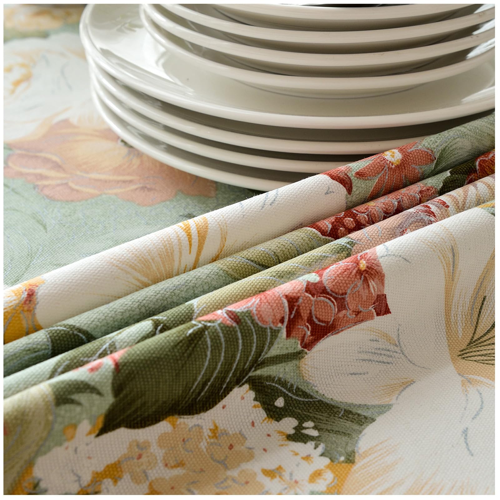 Tovaglia in cotone e lino, senza pieghe, 90 x 90 cm, elegante, per sala da pranzo, cucina, feste, con design e motivi eleganti