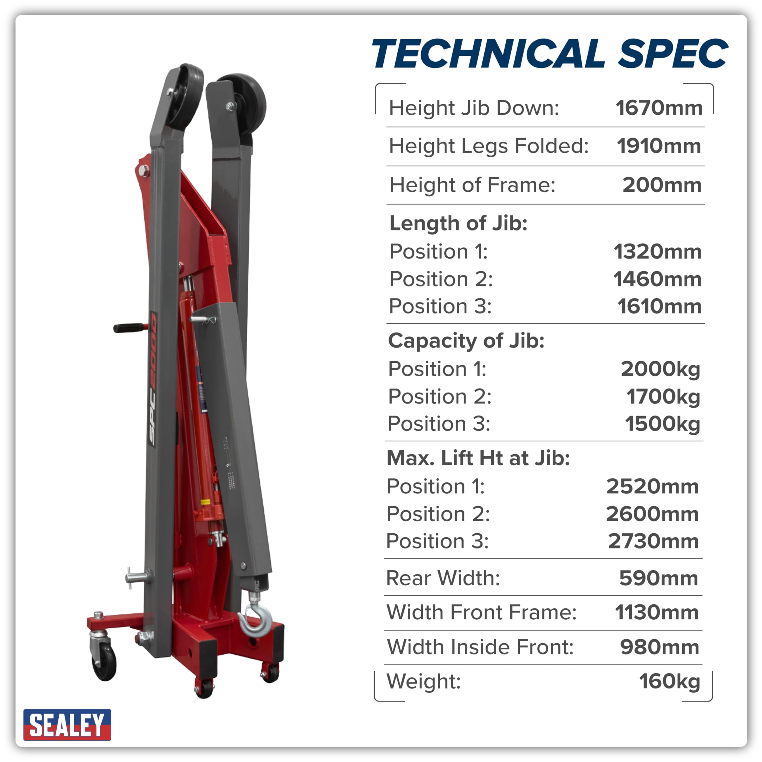 Sealey Grue Pliante SPC2000 2 tonnes