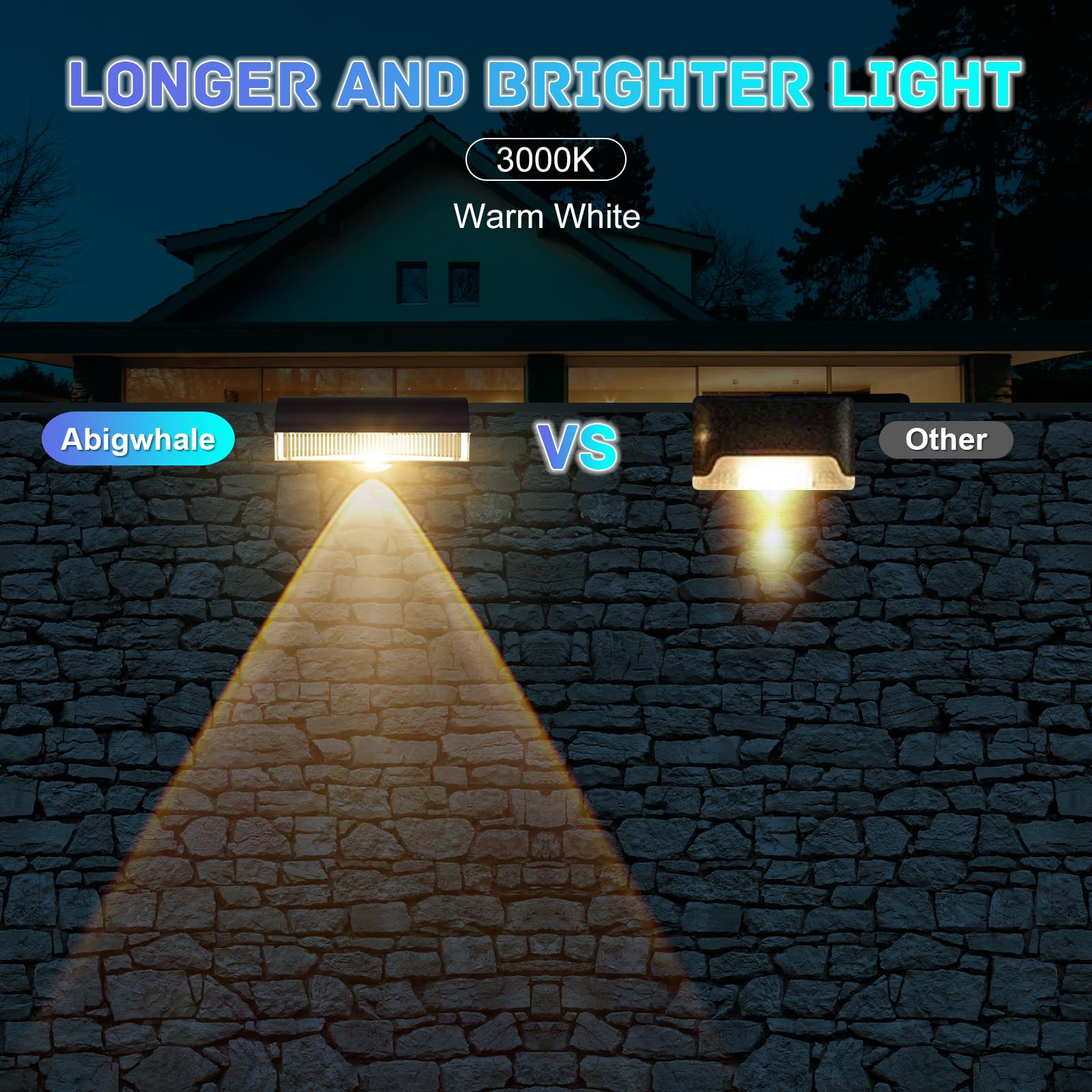 A.bigwhale Lampen op zonne-energie voor buiten, wandlamp 2 stuks, led- verlichting, waterdichte tuinverlichting voor omheining, muur, terras, tuin, balkon, decoratie