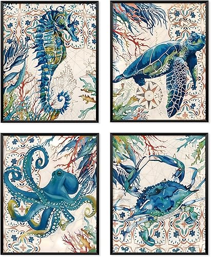 Miniatura 7 de Locomiss Pósteres de arte para pared de playa costera, decoración de habitación de playa costera, decoración de habitación de playa con árbol de