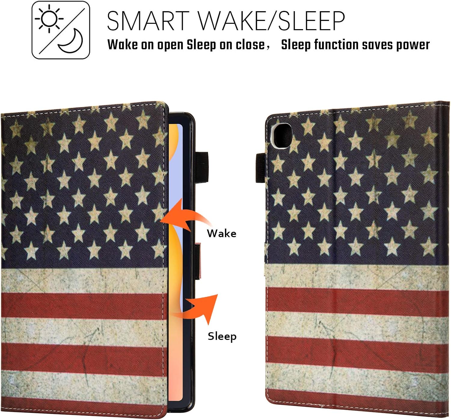 Dteck Case for Samsung Galaxy Tab S6 Lite 10.4 2020 Model WiFi SM-P610/LTE SM-P615, Smart Folio Kickstand Case with Wake/Sleep Shockproof Cover for Samsung Tab S6 Lite 10.4" 2020, US Flag