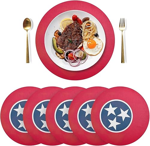 Miniatura 13 de Chile Flag Round Placemats Dining Table Mats Decorative Table Mats for Kitchen Dining Table Decoration, Set of 6 Bandera de Chile,Bandera de
