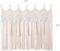 Vista 7 de Osunnus Cortina de macramé para colgar en la pared, cenefa de macramé para ventana y puerta, 40 x 30 pulgadas, decoración de pared de macramé