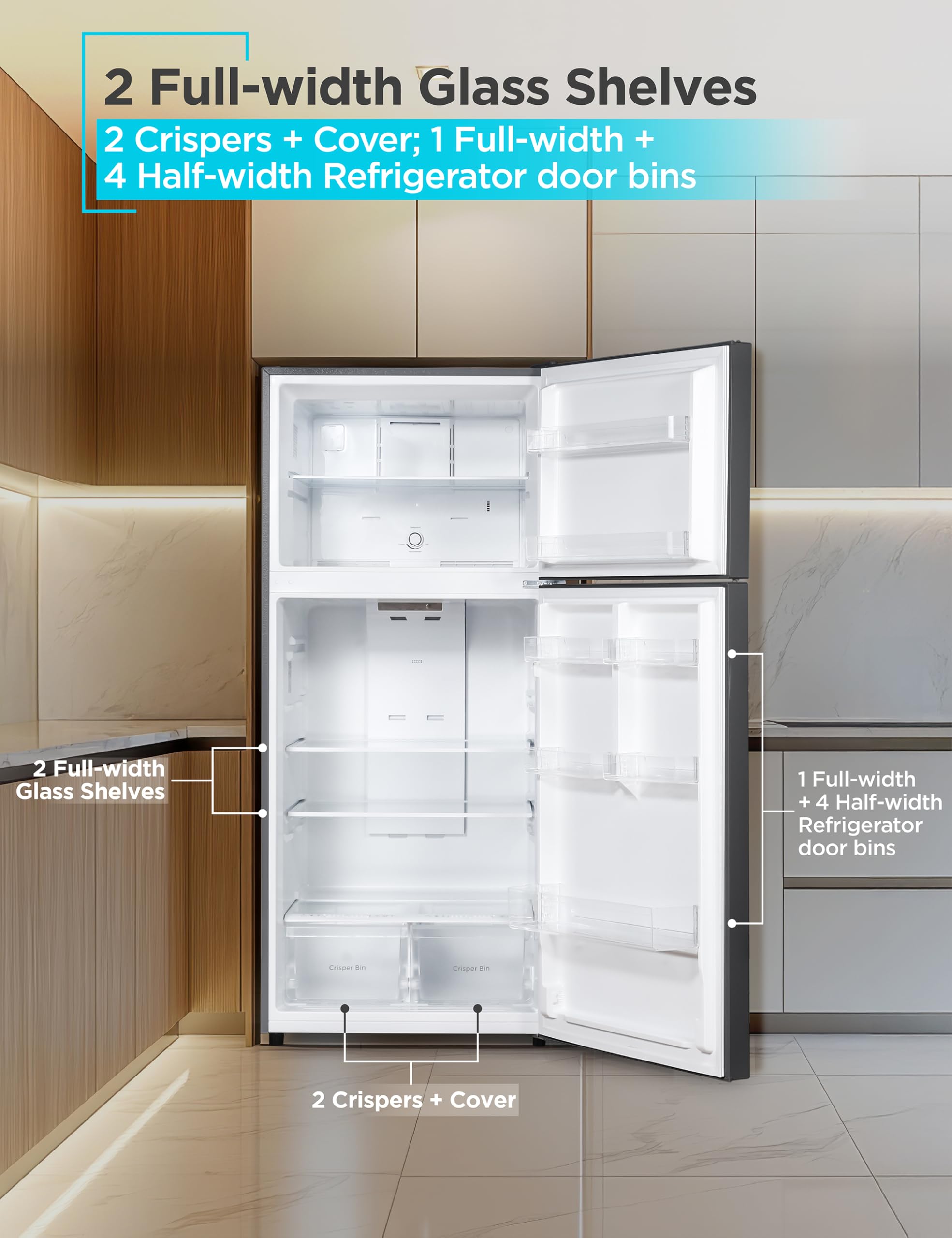 BLACK+DECKER 18.1 Cu. Ft. Top Mount Refrigerator with Freezer, 2 Door Refrigerator with Top Freezer and Adjustable Temperature Control, Full Size Fridge, ENERGY STAR Certified, BR1810HB, Black on Fridge.com