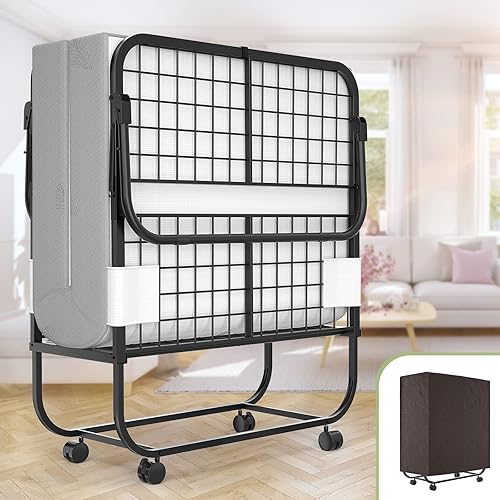 Unikito Cama plegable con colchón para adultos cama plegable portátil de invitados de tamaño cuna con colchón de espuma viscoelástica de 5 pulgadas