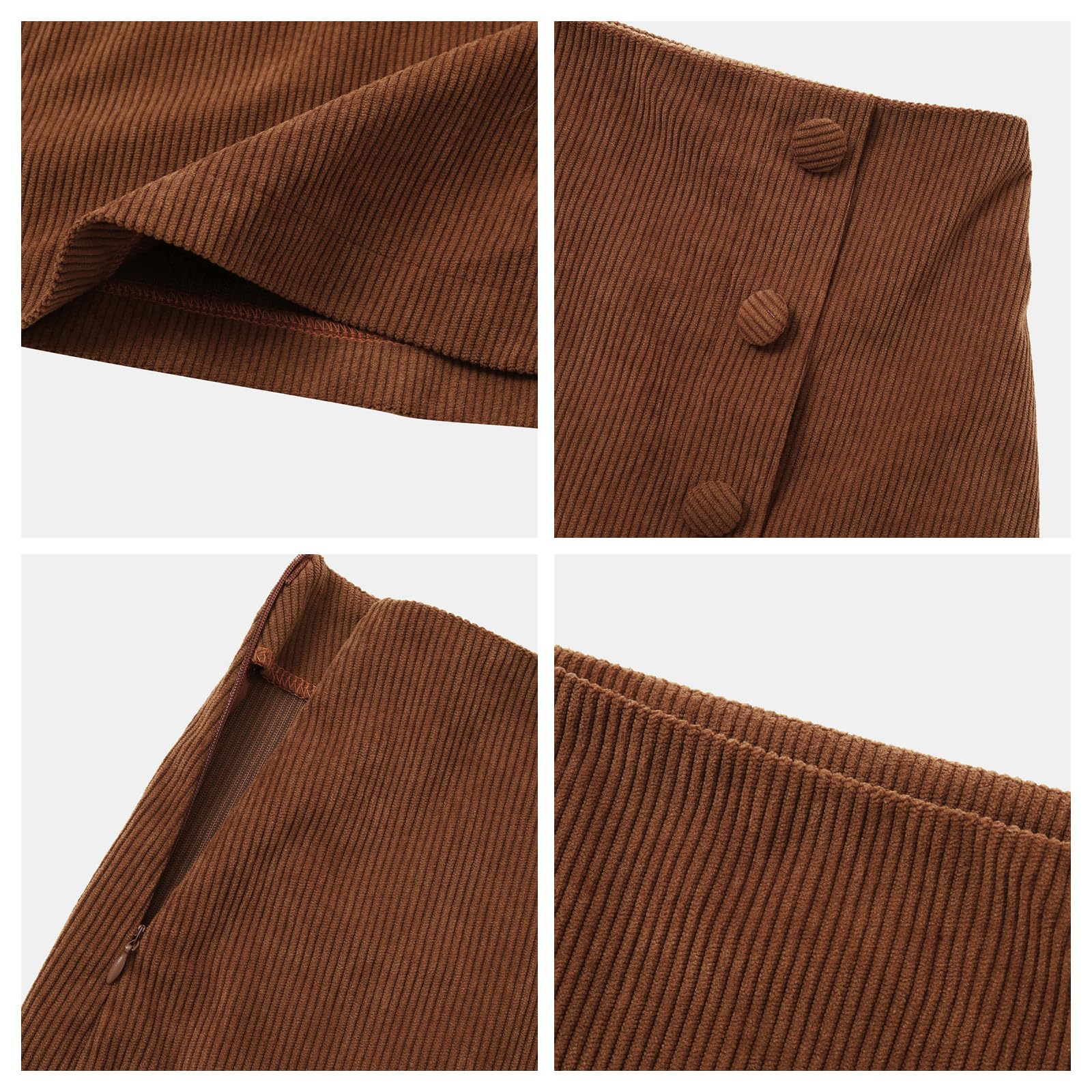 Röcke Herbst Winter Cord Der Frauen Herbst Winter Zipper Hoher Taille Schlanker Kurzrock - Sexy Und Modische Schwarze Minirock-braun-XL