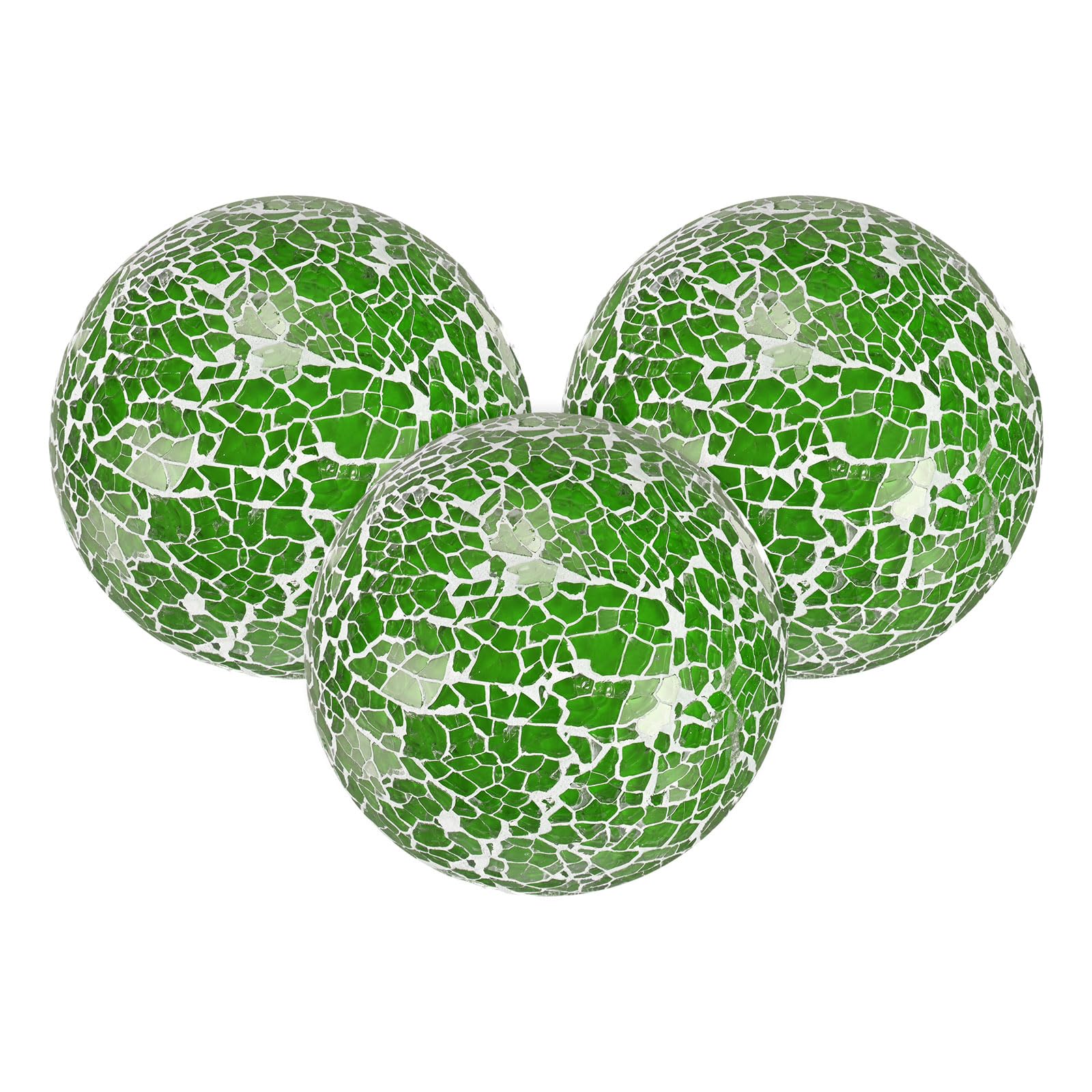 M METERXITY 3-Pack Decorative Ball for Bowls, 3 Inch Mosaic Glass Balls Decorative Glass Orbs for Home Decor/Dining Tables/Wedding Party/Coffee Table/Centerpiece Decor [Green]