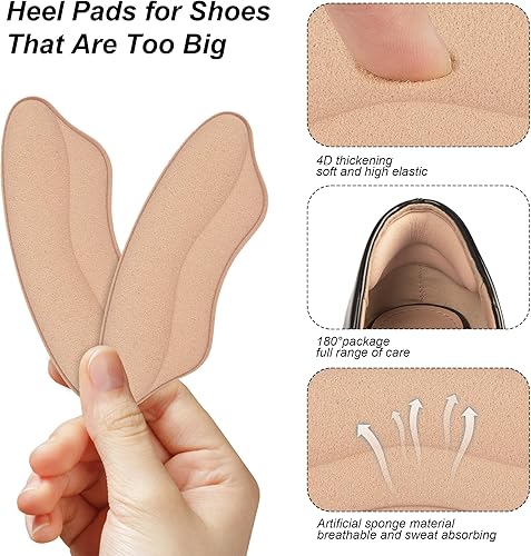 Miniatura 3 de Makryn Almohadillas de talón de espuma prémium para zapatos que son demasiado grandes, almohadillas para la parte trasera del talón, protectores de