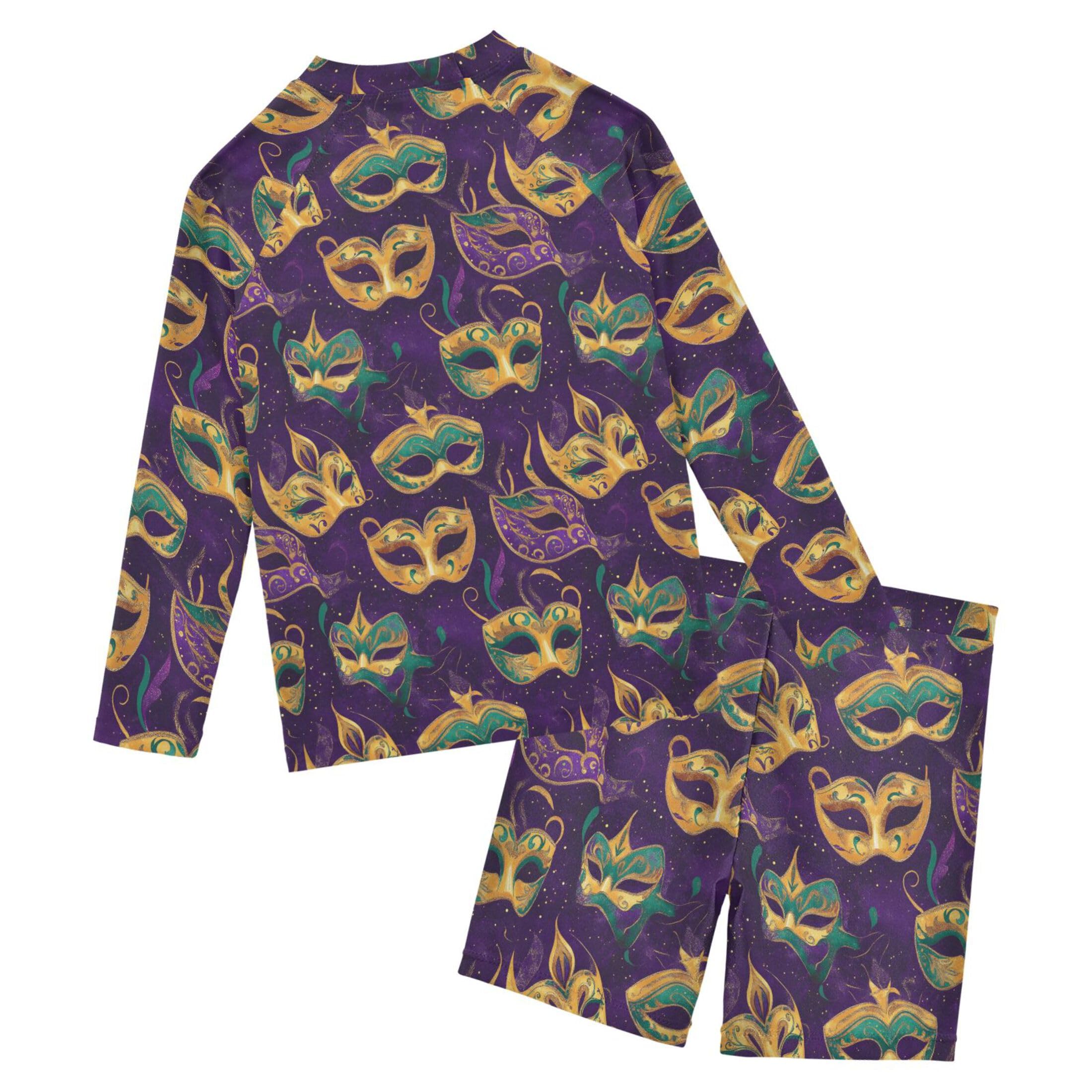 Brazil Mardi Gras Carnival Party Baby Boys' Toddler Long Sleeved Rashguard Swim Bathing Suit Set B0403638