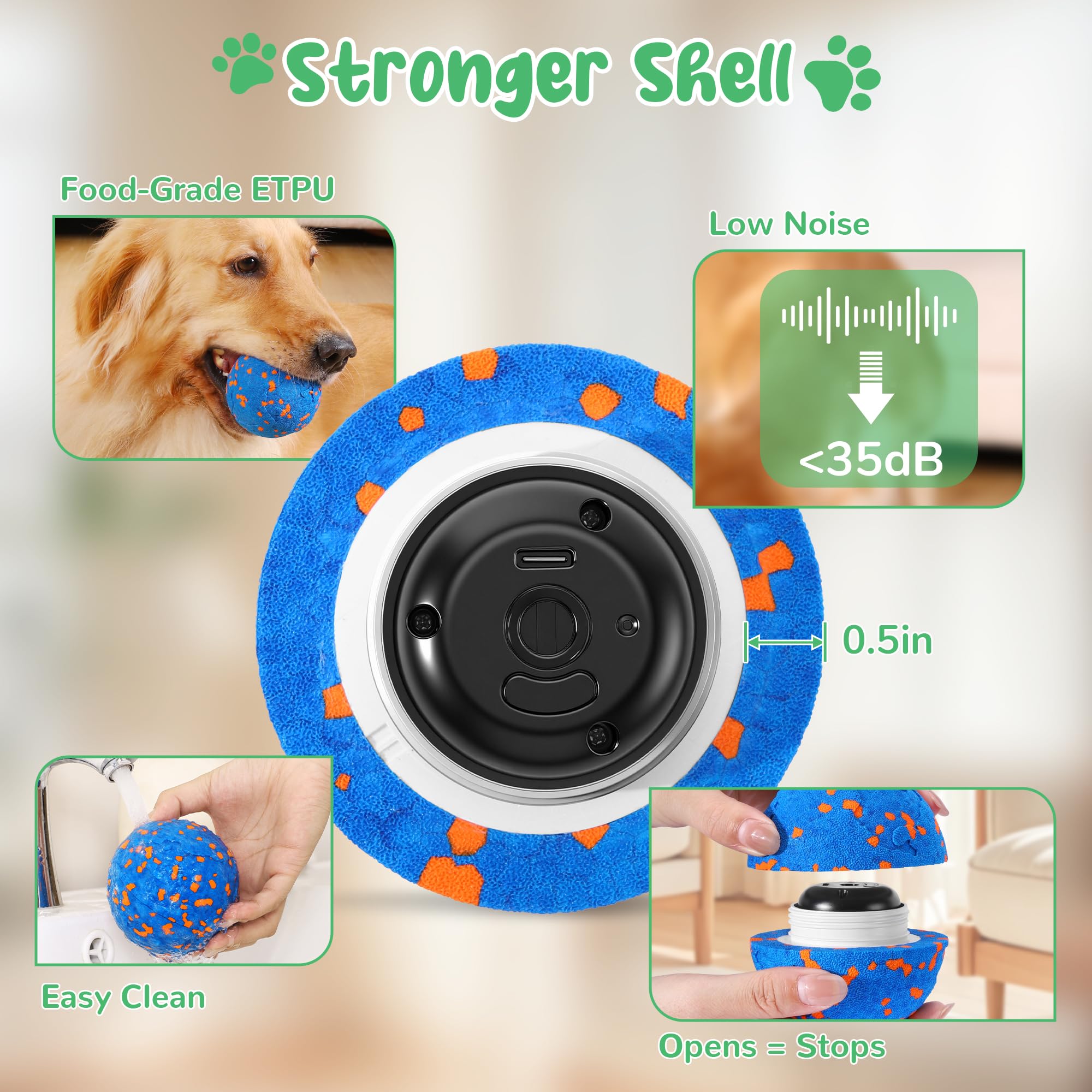Giocattoli interattivi intelligenti per cani, palla vibrante per cani, giocattoli da masticare per cani, palline per cani, guscio a prova di masticazione, movimento automatico, rimbalzo