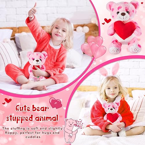 Miniatura 5 de Shappy 4 piezas de oso de peluche para el día de San Valentín, oso suave de peluche con corazón Kawaii rosa para niños y niñas, regalo del día de
