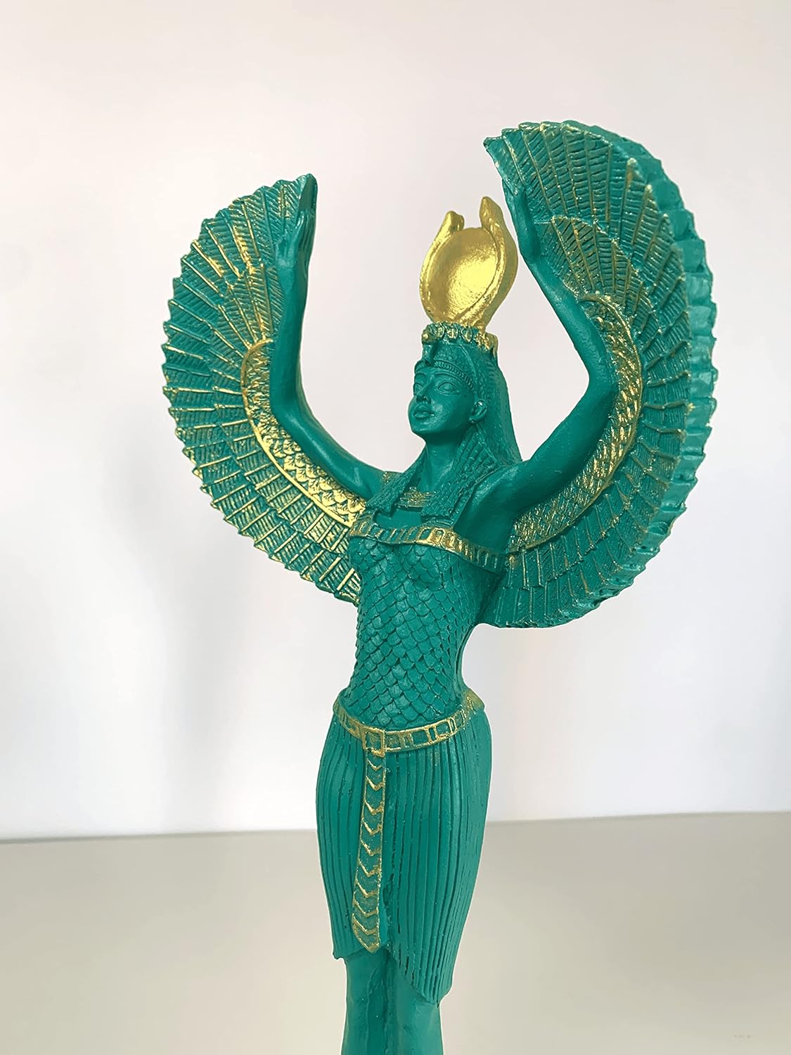 Large Isis Bust Statue, 13 inches 33 cm, Royal Green Isis Bust Sculpture, Egyptian Statue, Goddess Isis, Egyptian Isis Wings