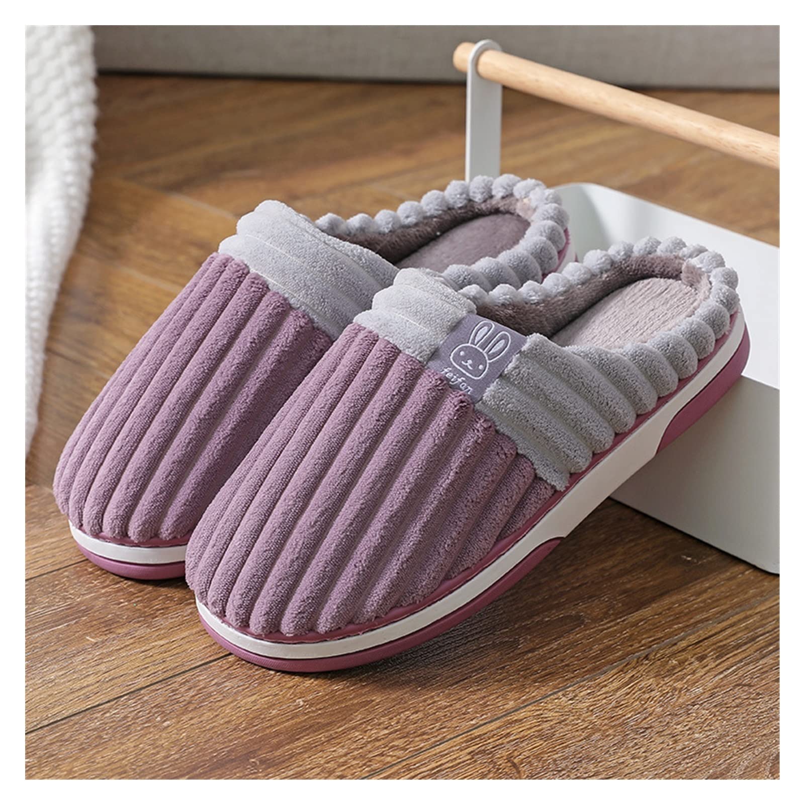 Pantuflas de invierno para mujer con suela gruesa para descansar cómoda en casa