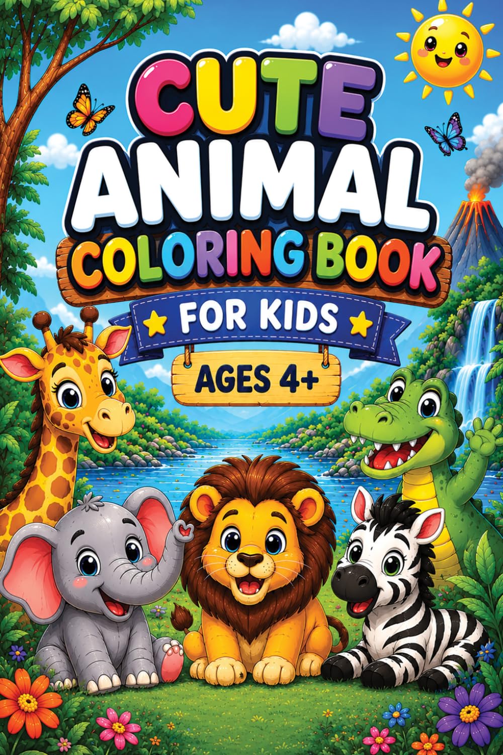 CUTE ANIMAL COLORING BOOK FOR KIDS AGES 4+