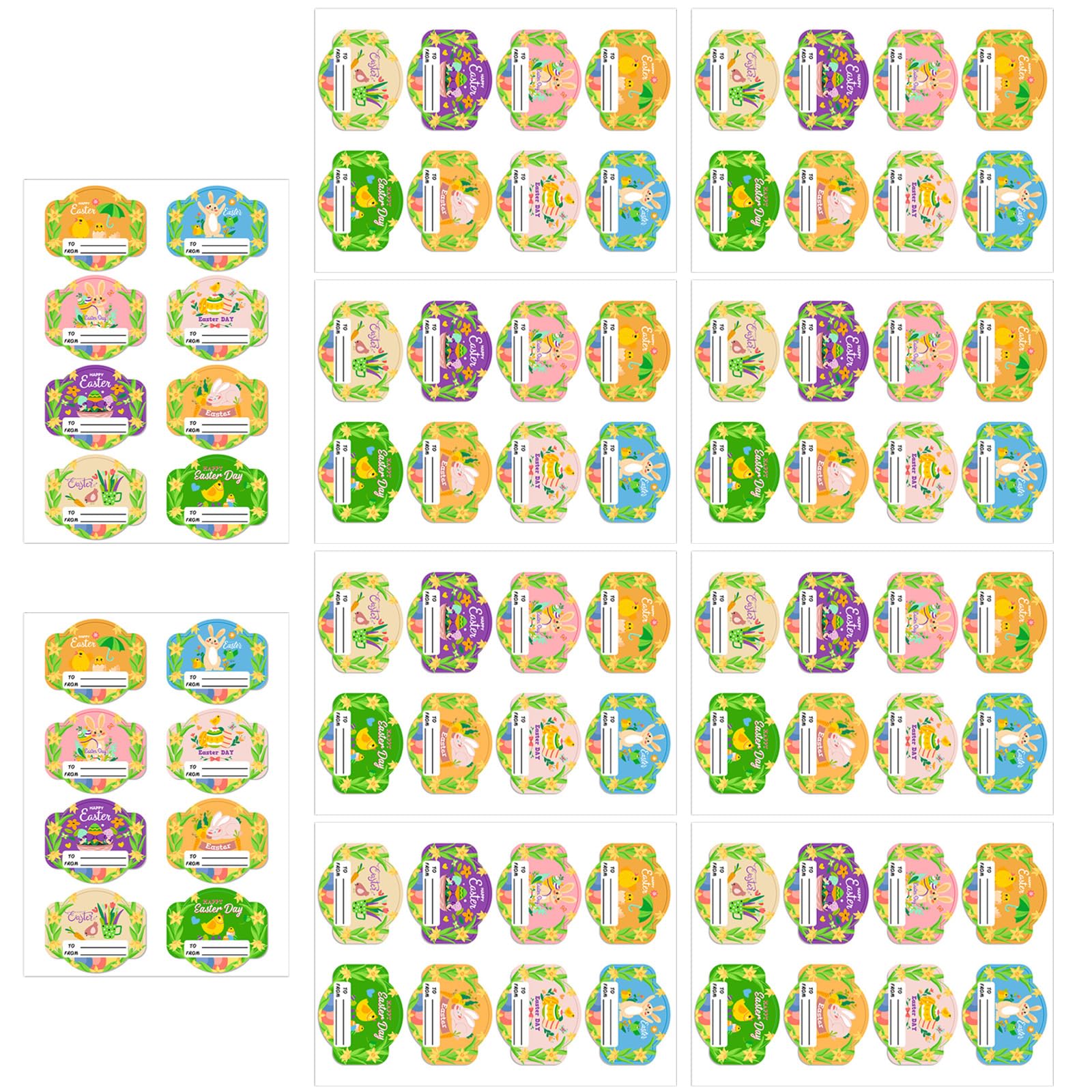 80Pcs Rabbits Eggs Name Sticker Wrapping Label Festival Decoration for Scrapbooking Planner Album Seal Envelope Bunnies