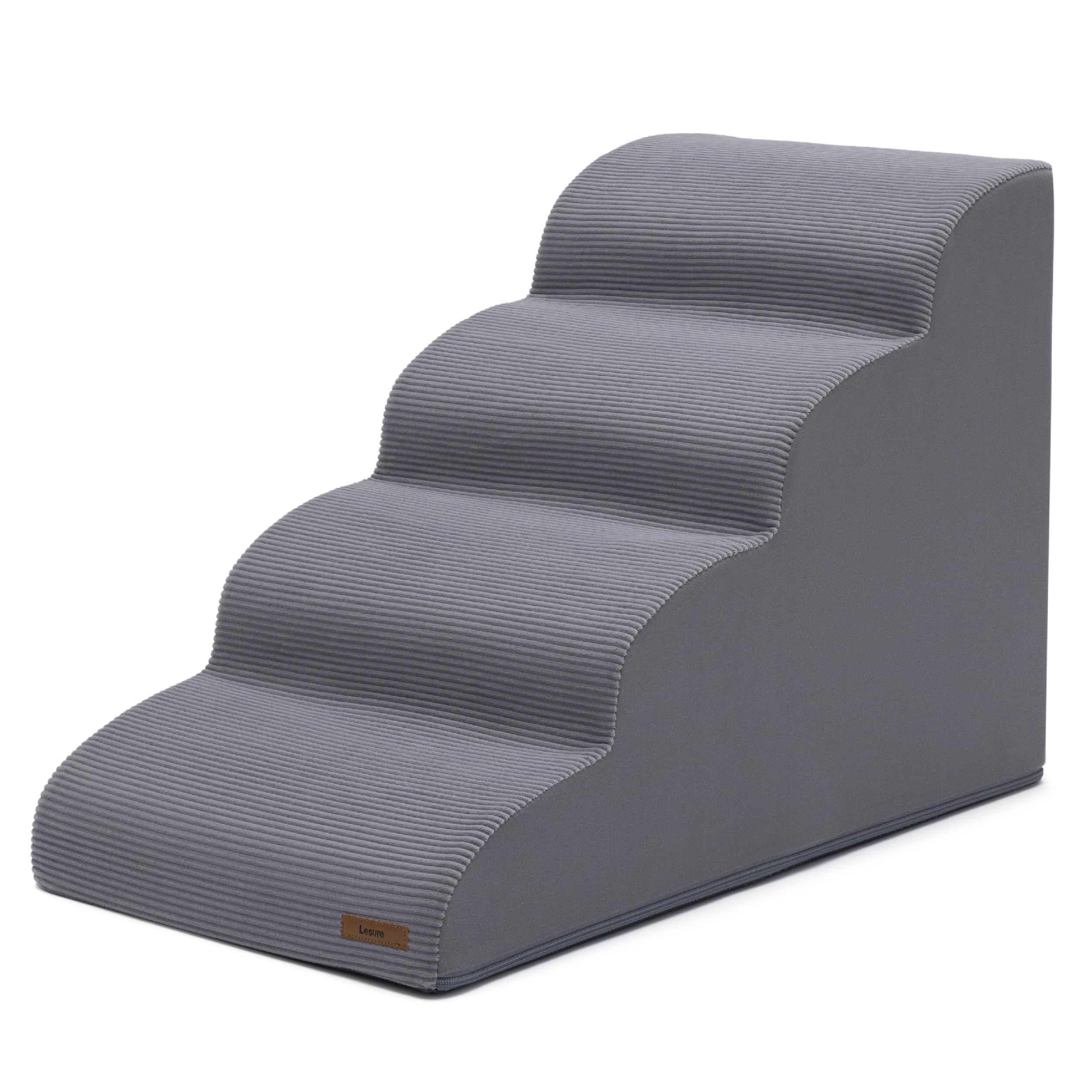Lesure Scala per cani e gatti – 4 gradini in spugna 33D ad alta densità, lavabile, antiscivolo, con rivestimento rimovibile, per letto, divano, davanzale della finestra, grigio
