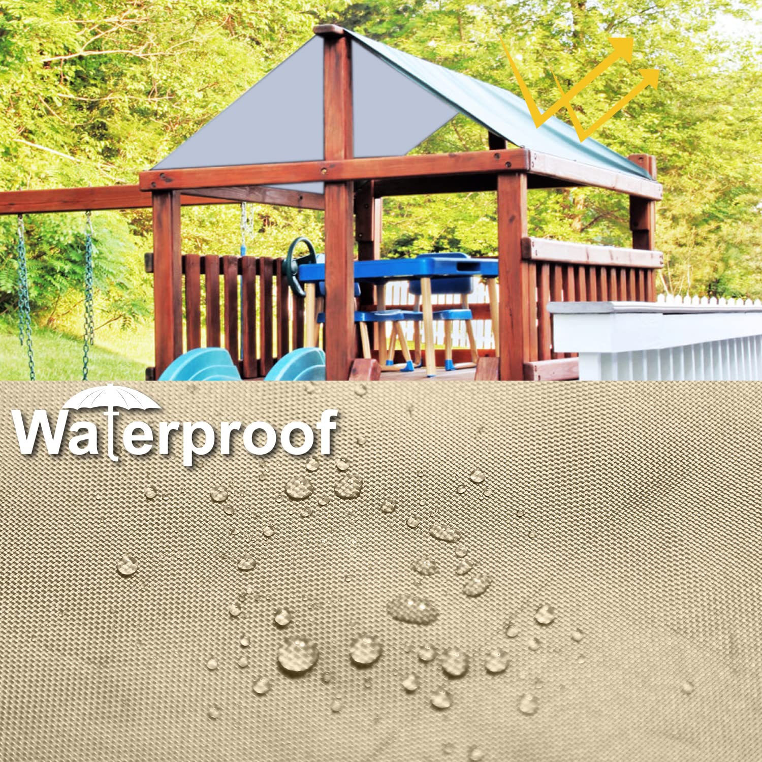 Dachplane Für Spielhaus 132x228cm - Wasserdichte Abdeckplane Für Spielturm & Schaukel