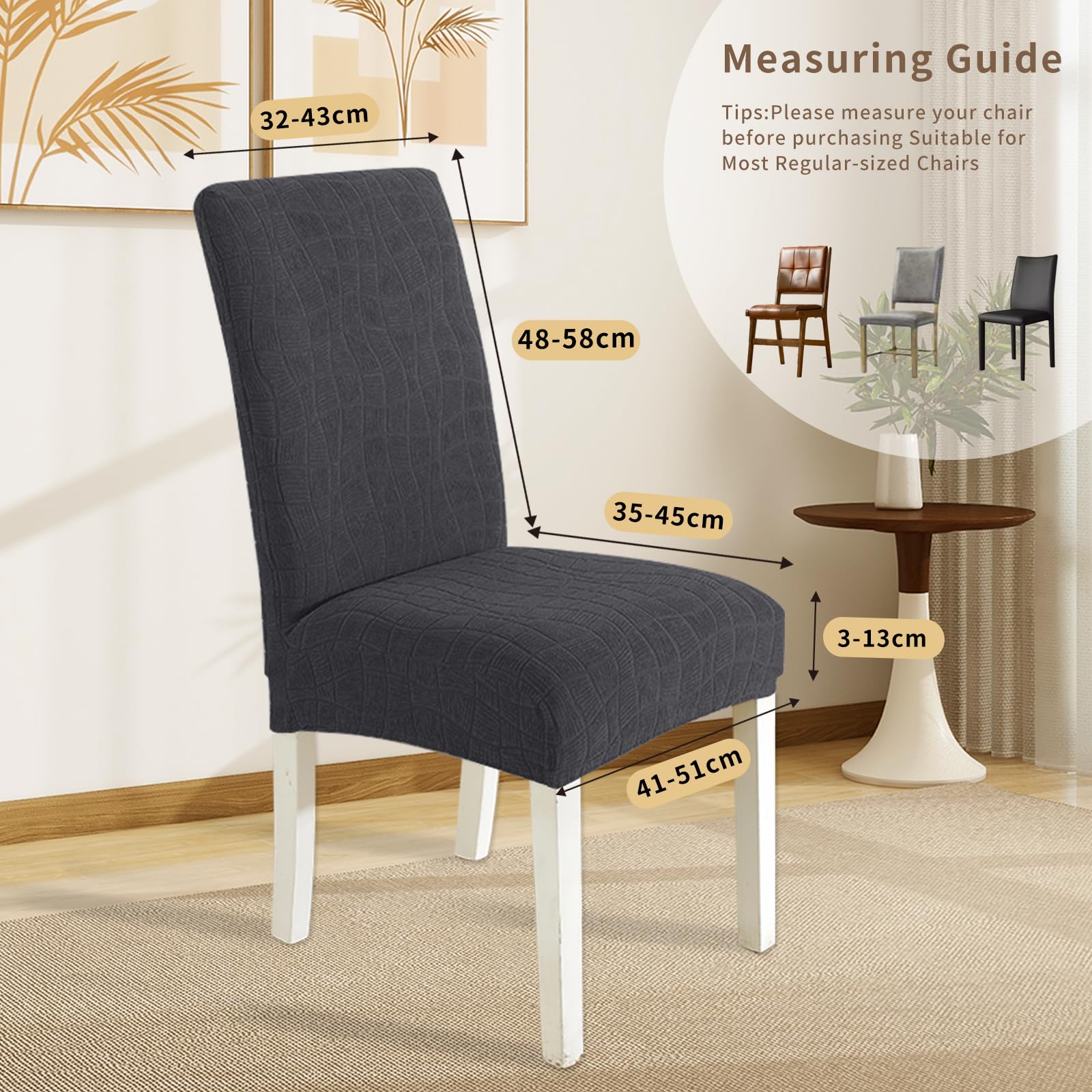 Ystyle Coprisedie Con Schienale 6 Pezzi, Elasticizzato Copri Sedie Soggiorno Cucina, Copri Sedia Cucina Soggiorno Morbido Comodo Anti-Graffio, Facile Da Pulire E Resistente, Grigio
