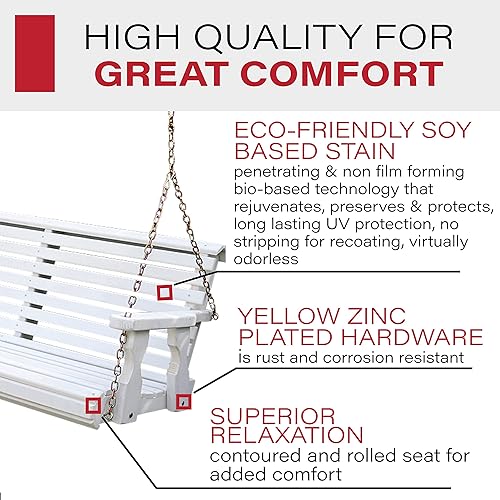 Miniatura 10 de Amish - Columpio para porche con tratamiento de 800 libras y respaldo enrollado de 4 pies