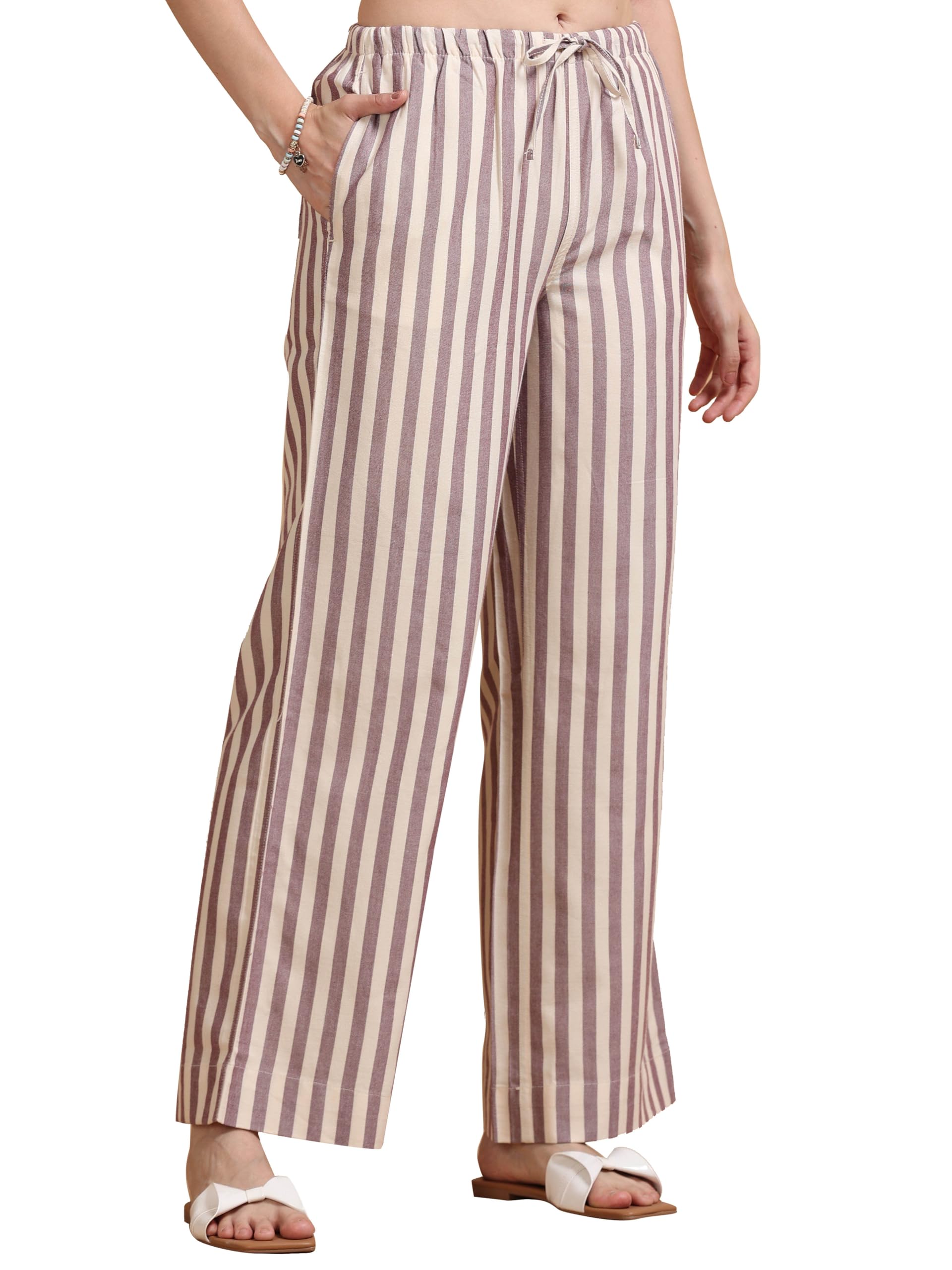 glam & chique Women’s Striped Straight Fit Pajama with Elasticated Waistband-S-2XL-picture-10